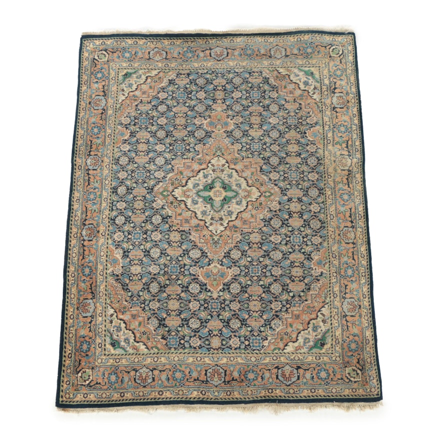 Vintage Hand-Knotted Persian Bijar Wool Area Rug