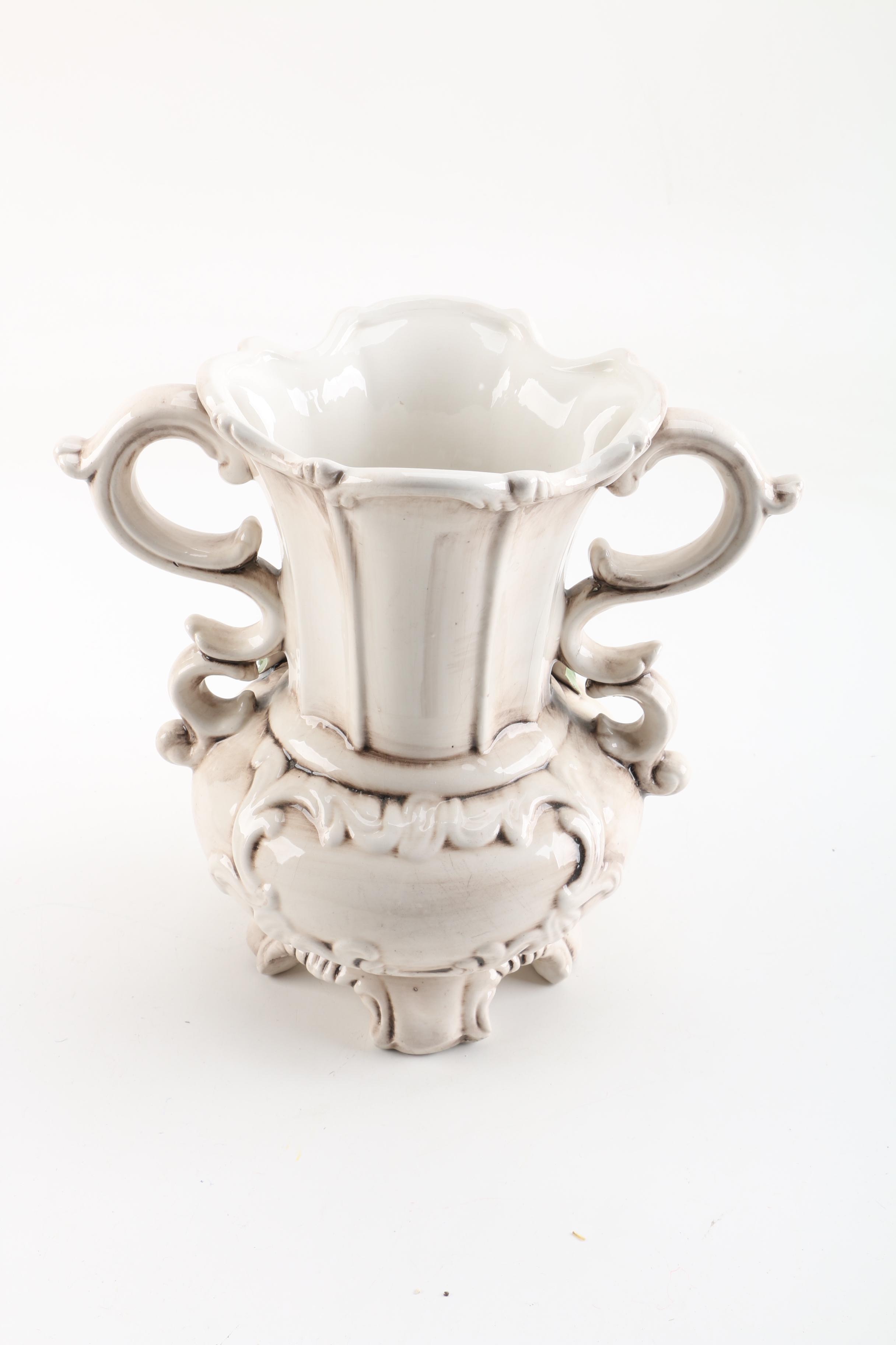 Capodimonte Porcelain Rose Themed Vase