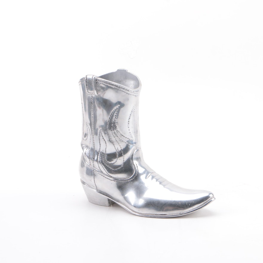 Cowboy Boot Shaped Silver Toned Metal Figurine by Mariposa