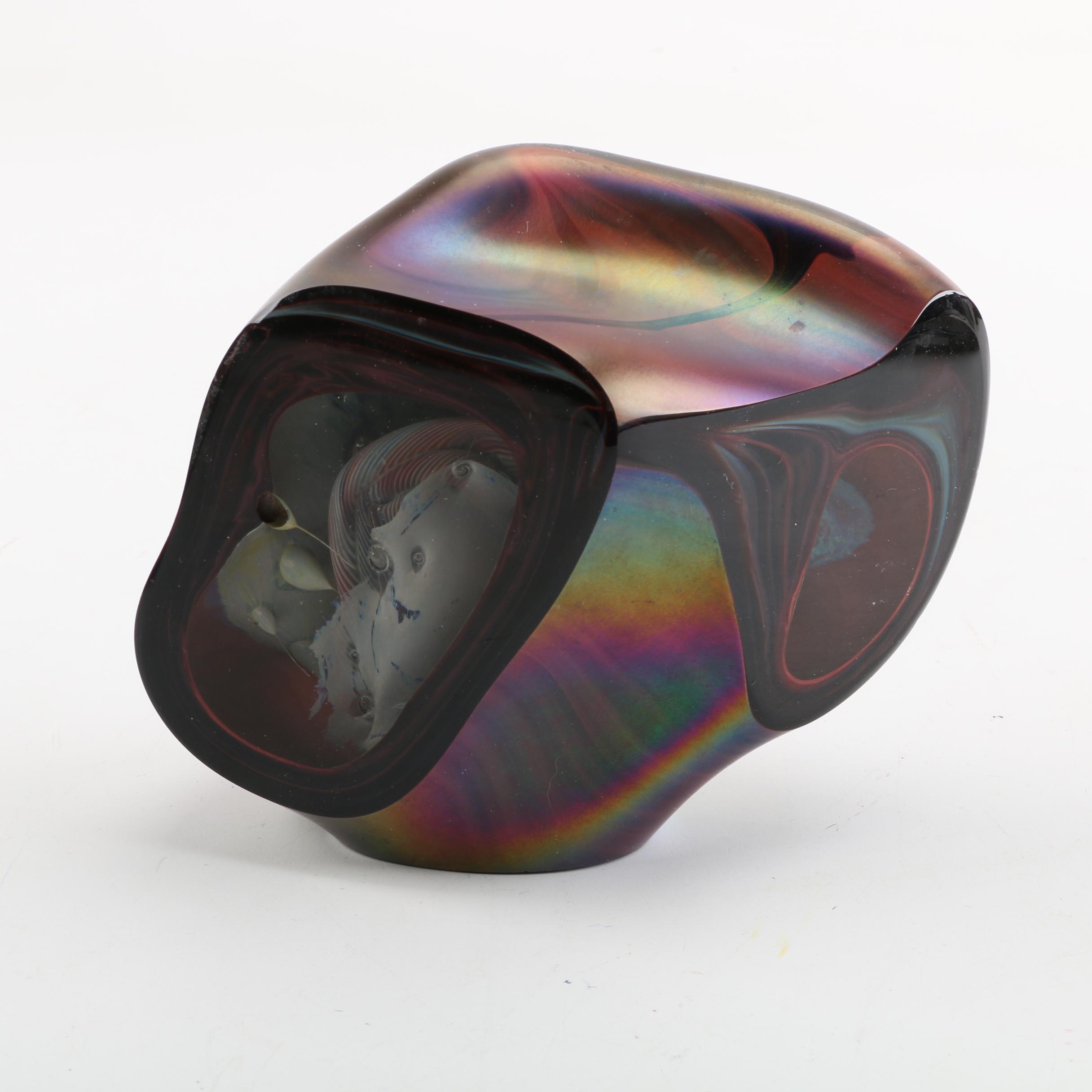 2003 Signed Iridescent Amorphous Art Glass Sculpture