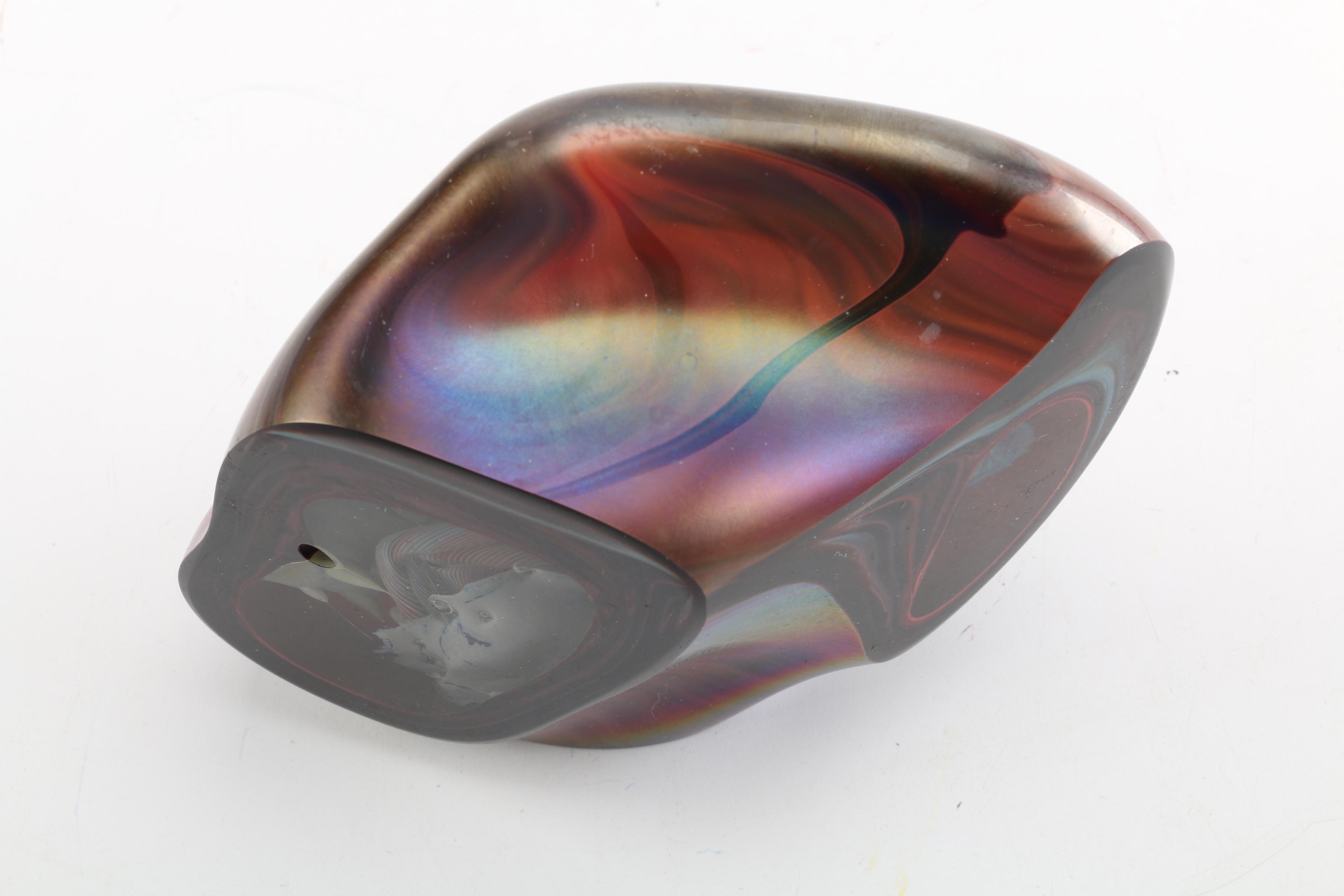 2003 Signed Iridescent Amorphous Art Glass Sculpture