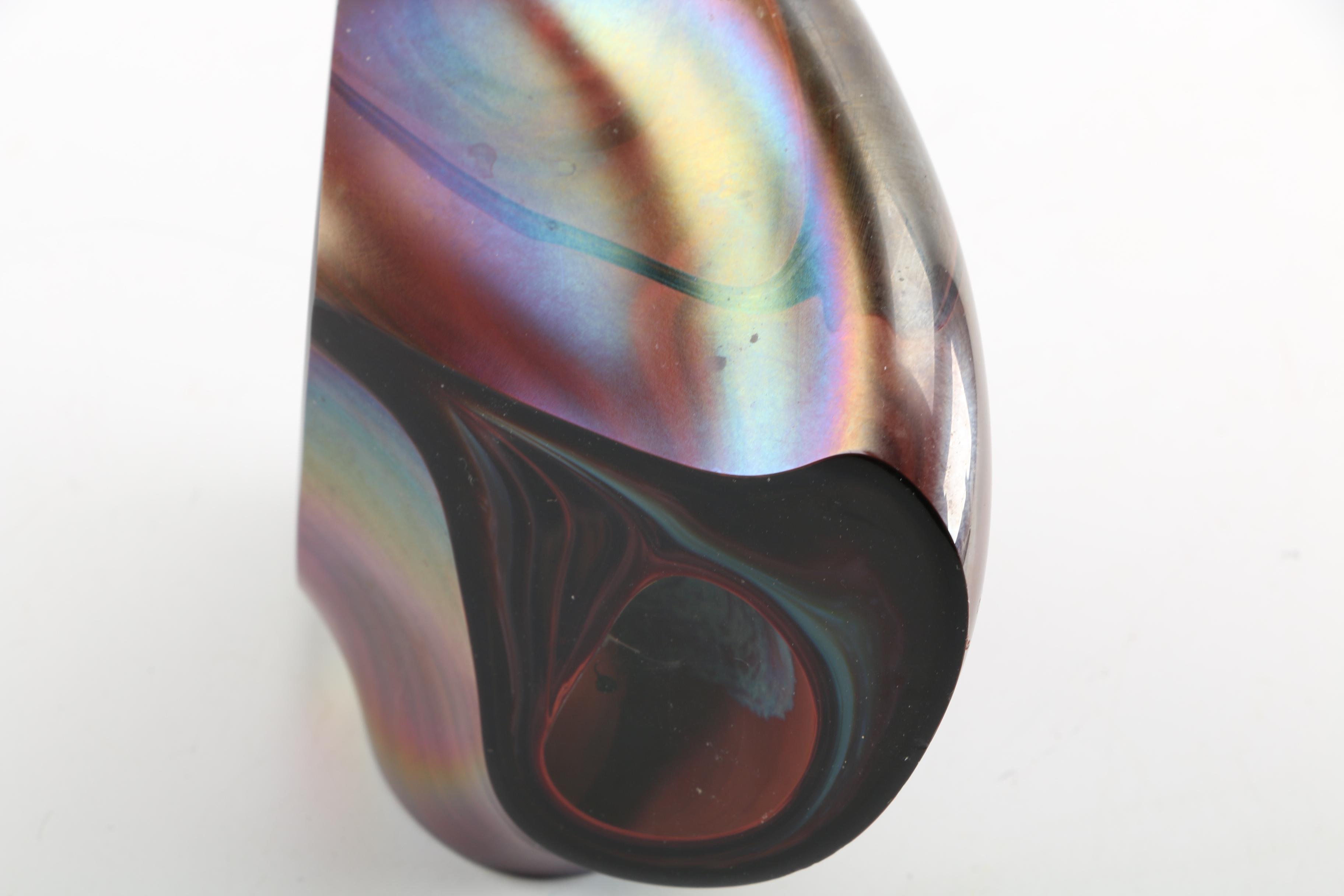 2003 Signed Iridescent Amorphous Art Glass Sculpture