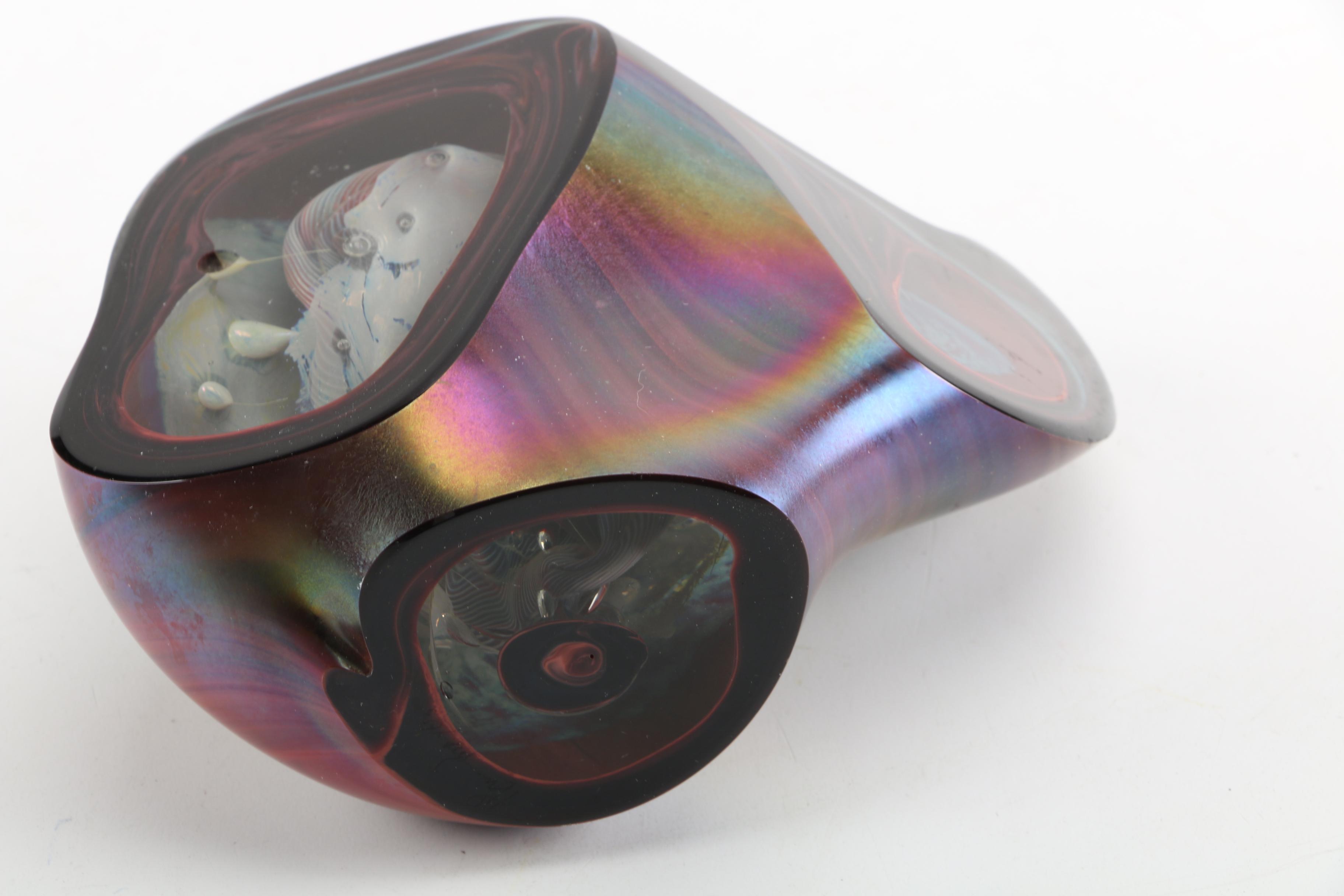 2003 Signed Iridescent Amorphous Art Glass Sculpture