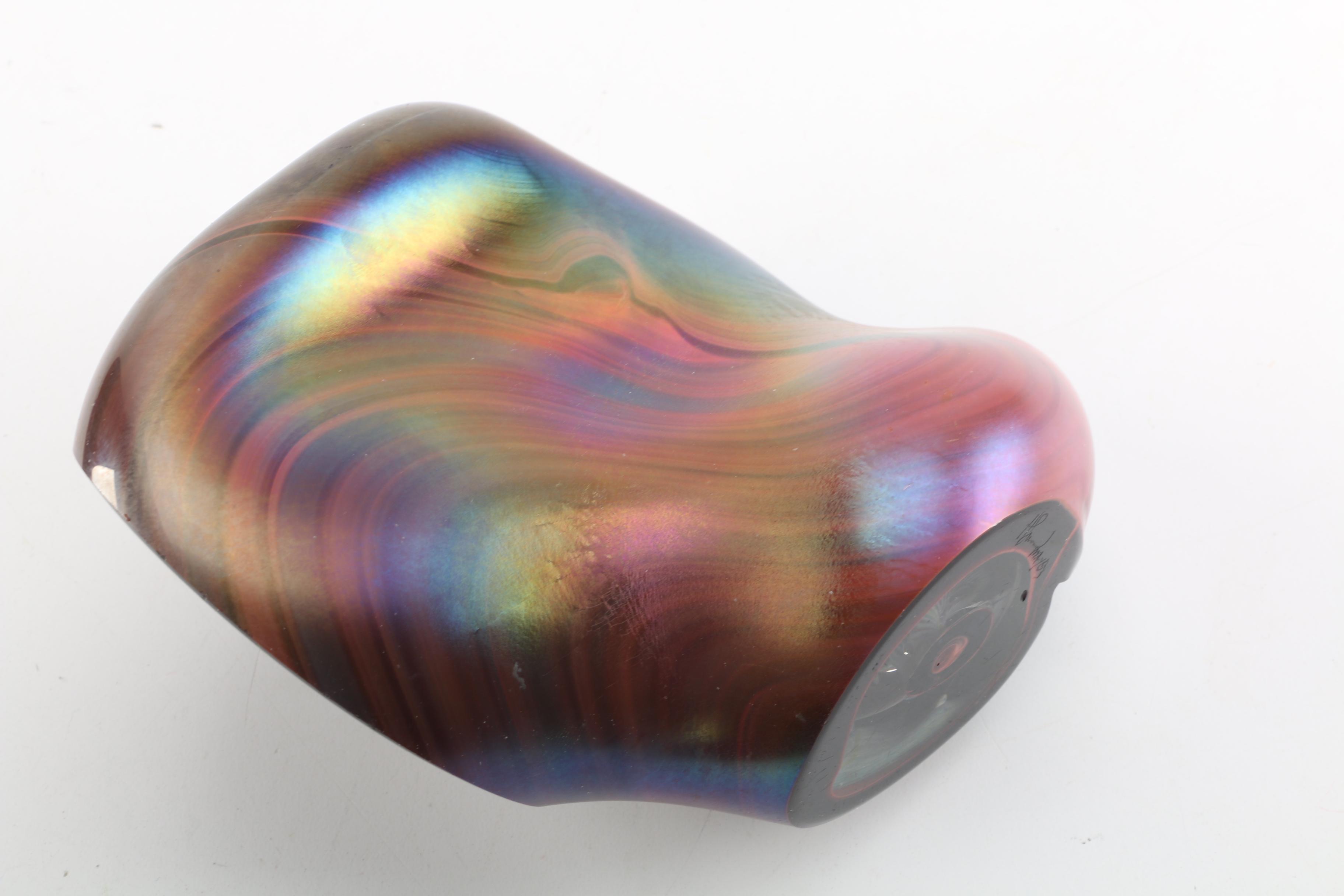 2003 Signed Iridescent Amorphous Art Glass Sculpture