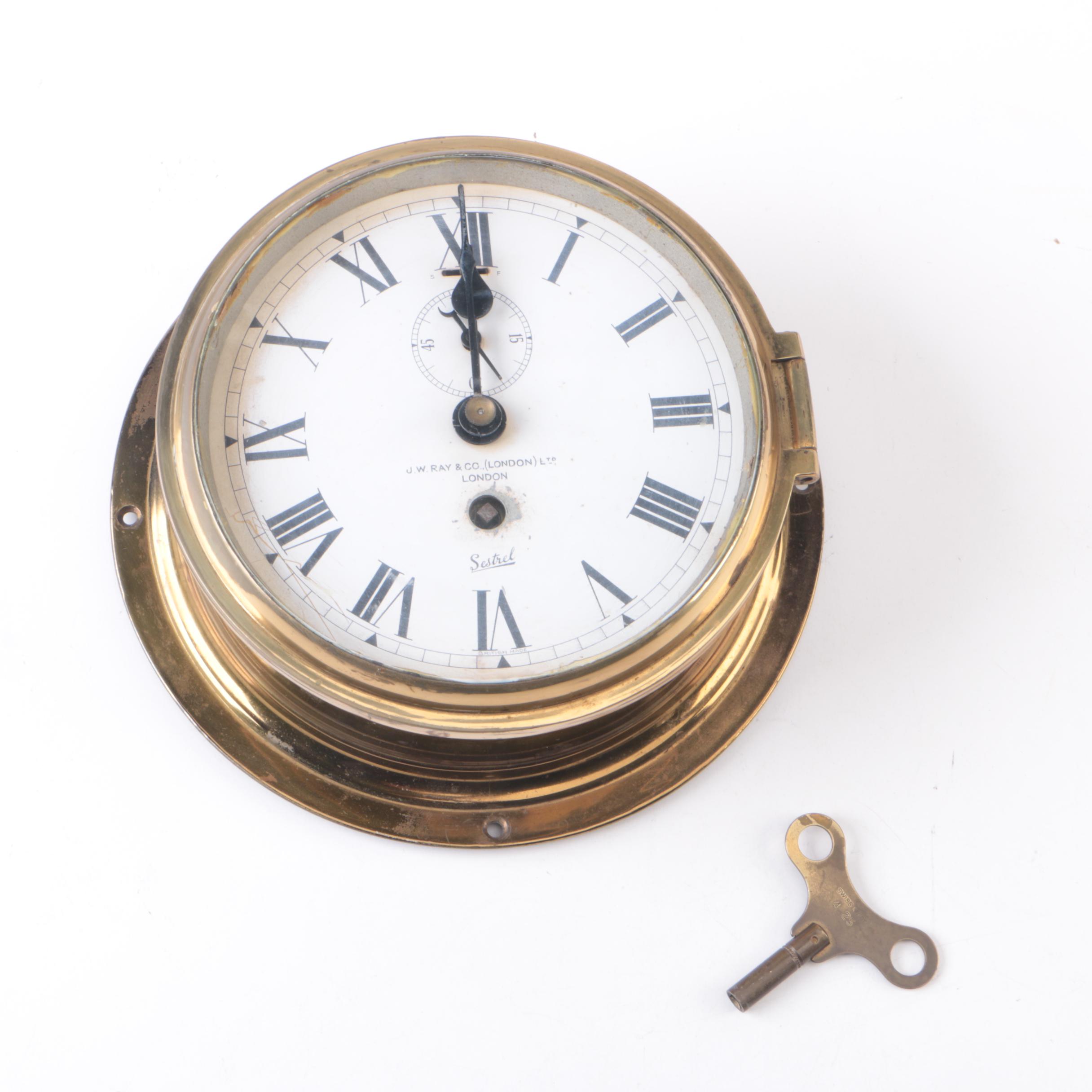 Antique J W Ray & Sons Sestrel Ships Clock