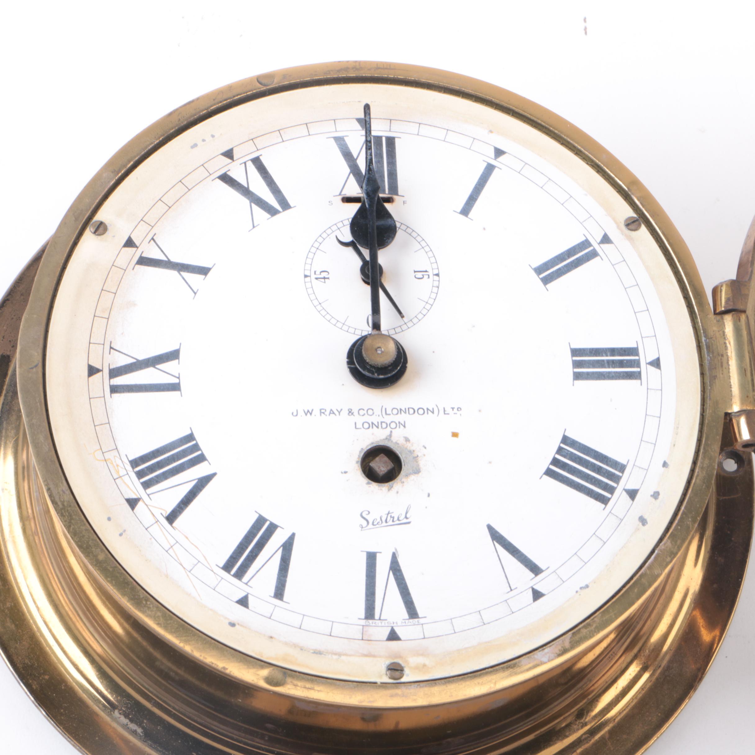 Antique J W Ray & Sons Sestrel Ships Clock