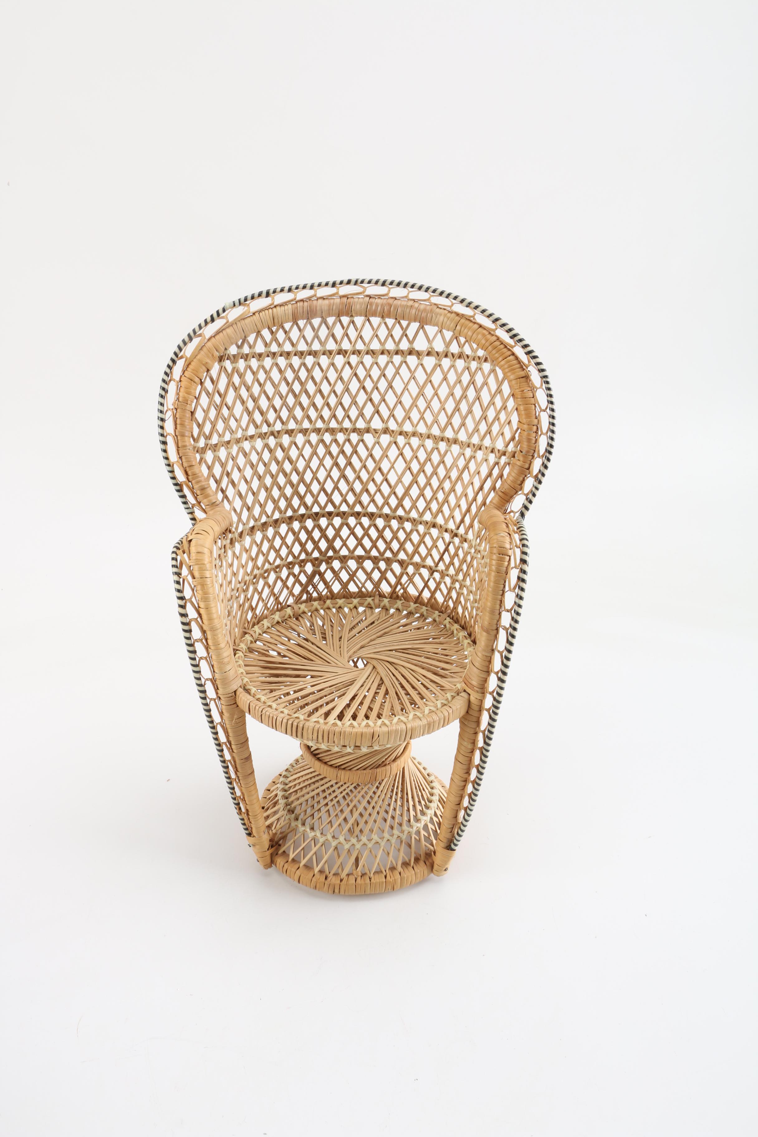 Vintage Doll and Wicker Chair