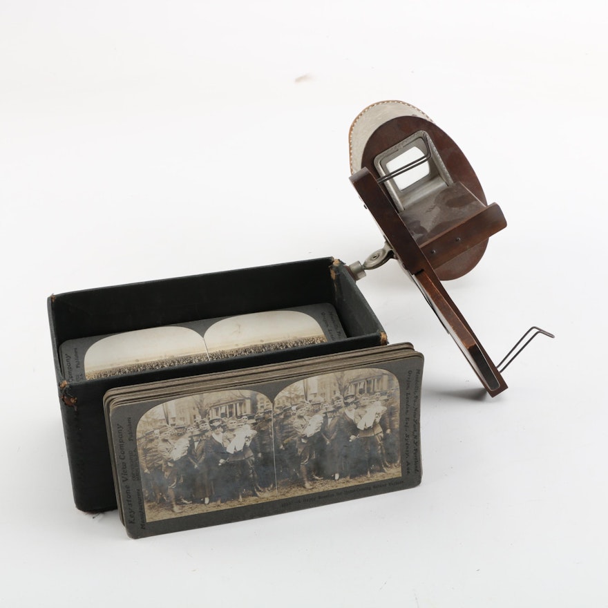 Stereoscope with World War One Era Military Photo Cards