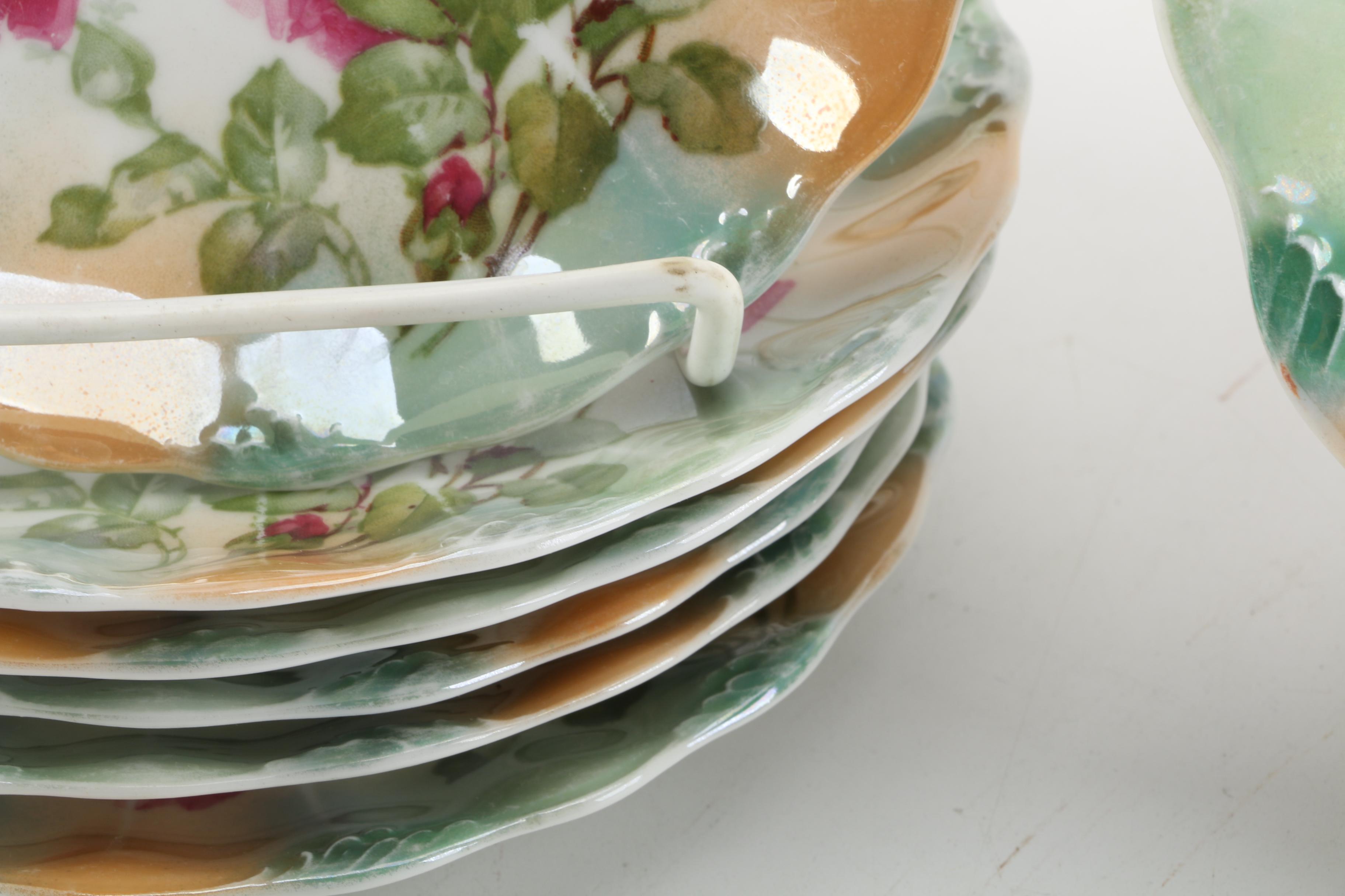 Vintage Weimar German Lusterware Porcelain Plates