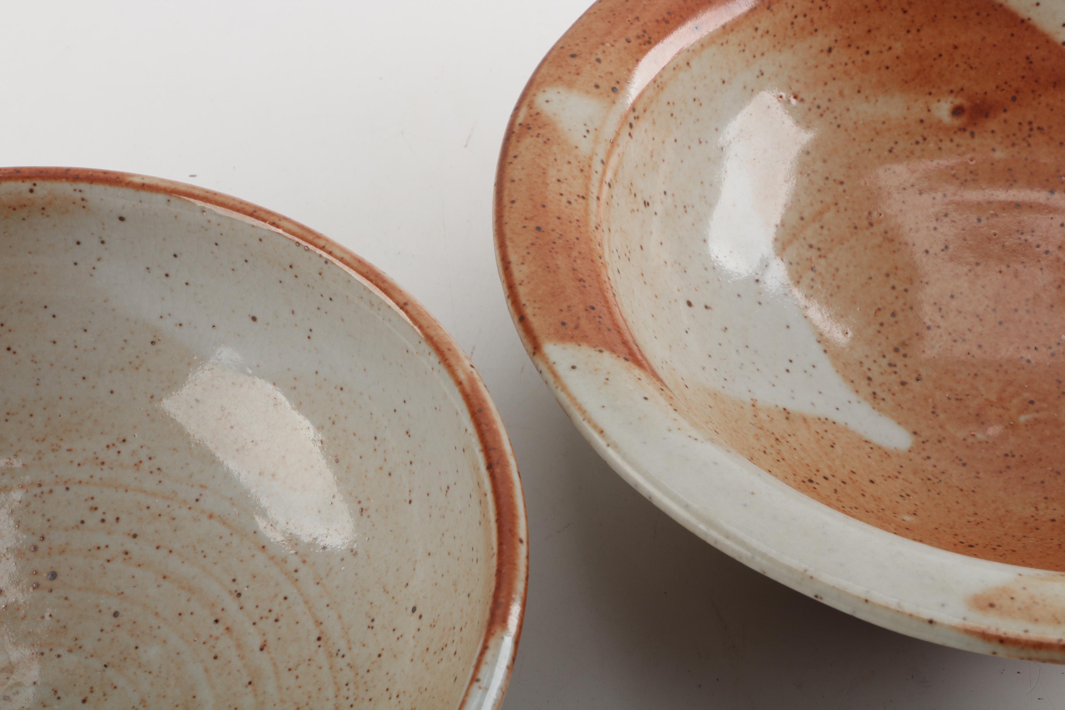 Signed Wheel Thrown Stoneware Bowls