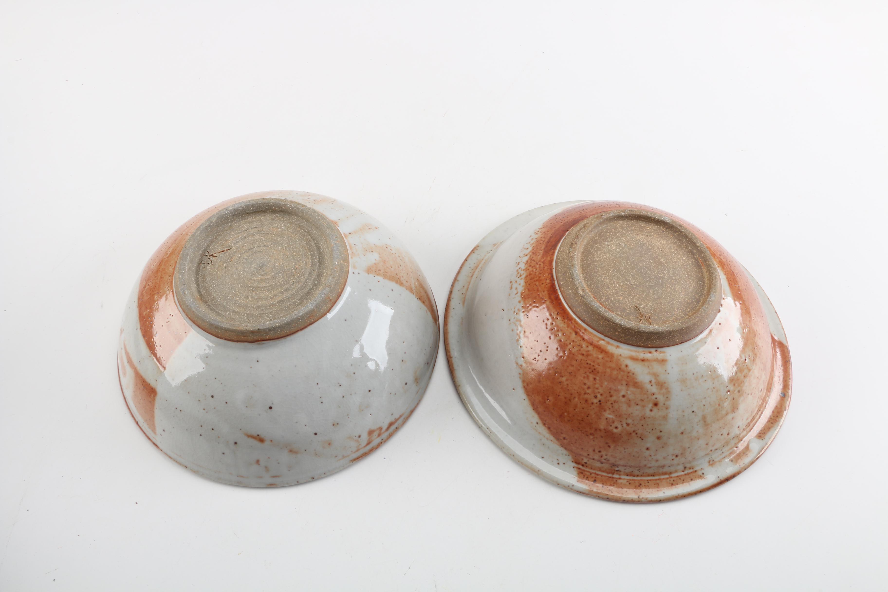 Signed Wheel Thrown Stoneware Bowls
