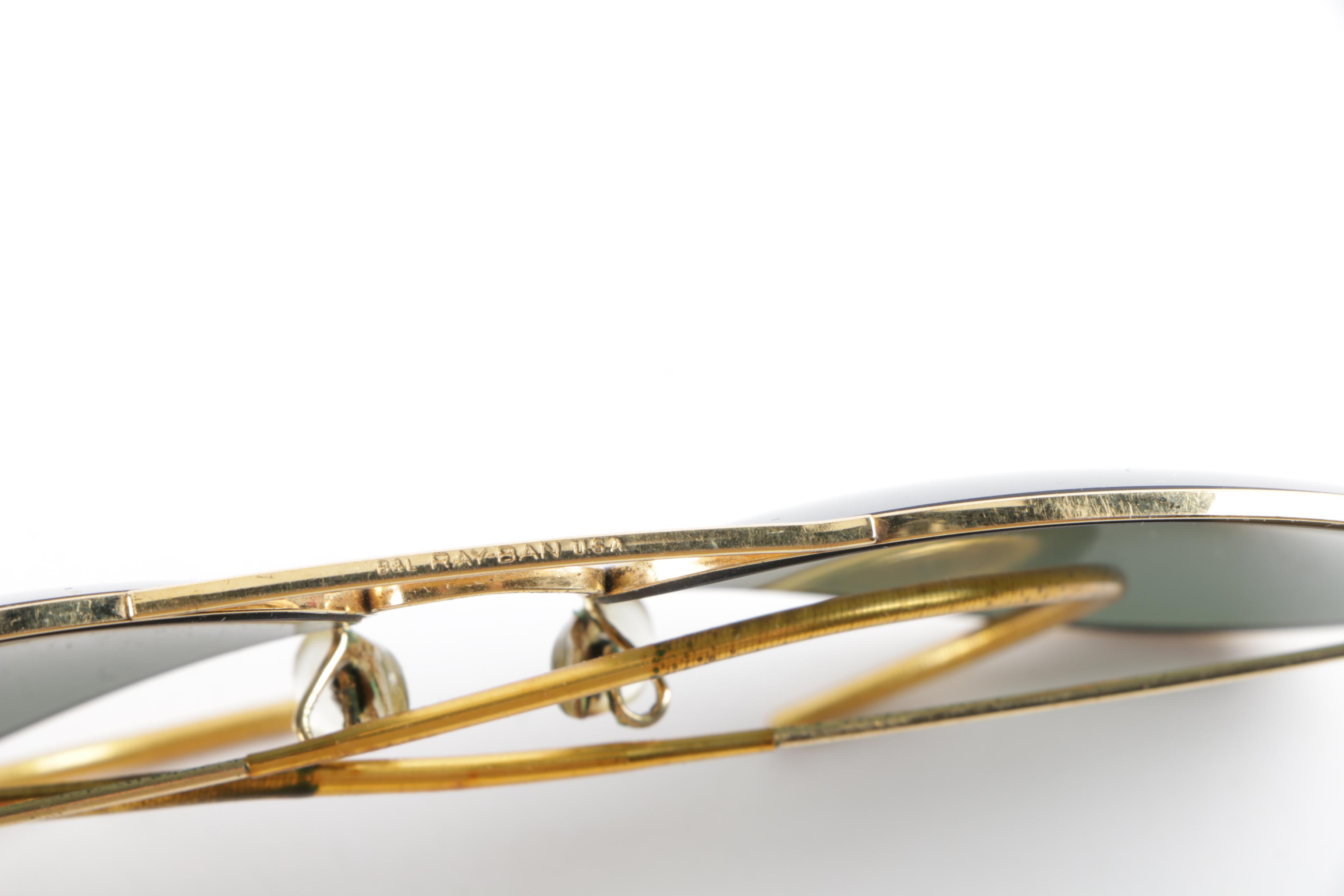 1970s Vintage Bausch and Lomb Ray-Ban Aviator Sunglasses with Original Documents