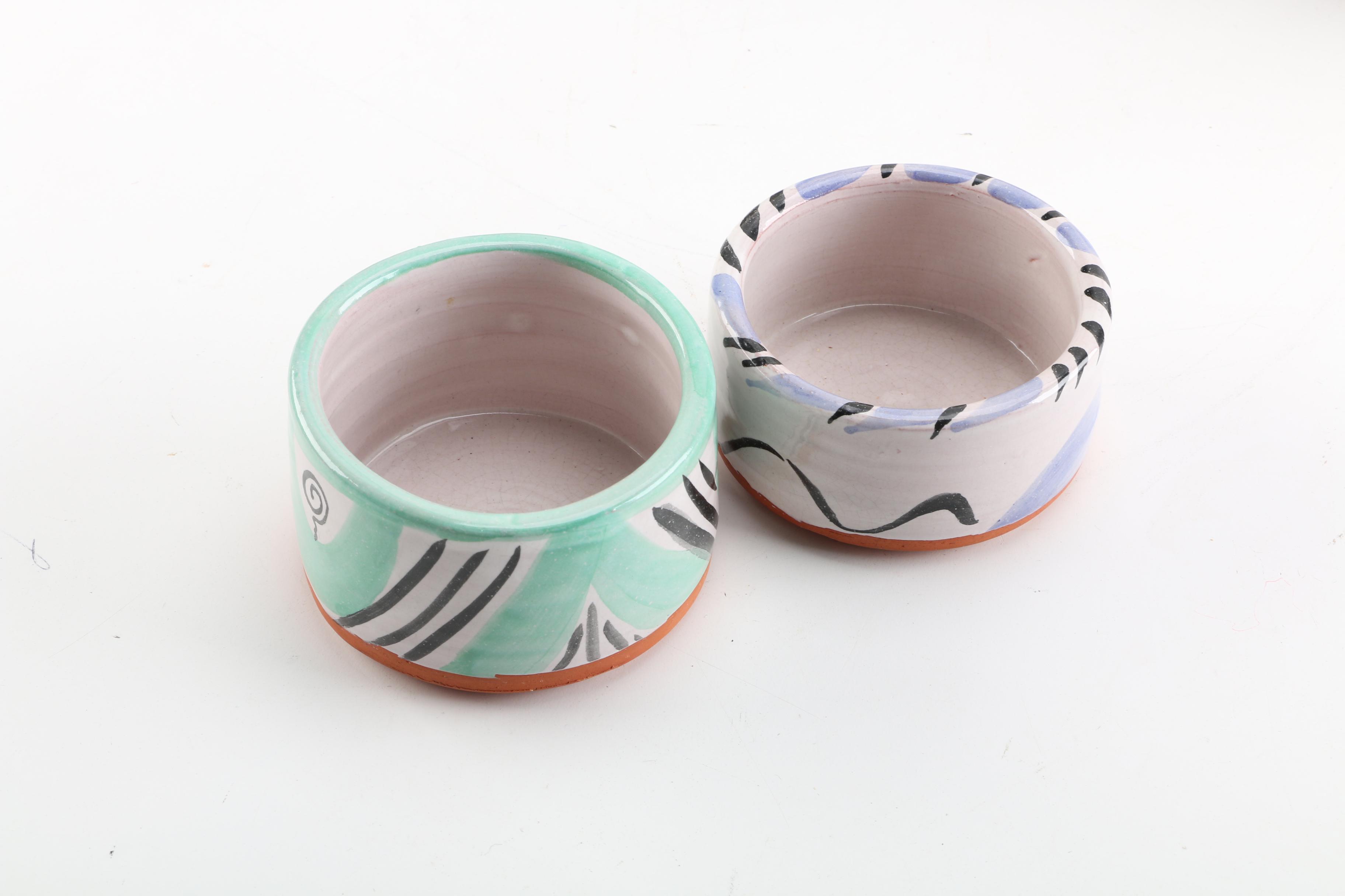 Signed Mary George Kronstadt Wheel Thrown Earthenware Mugs