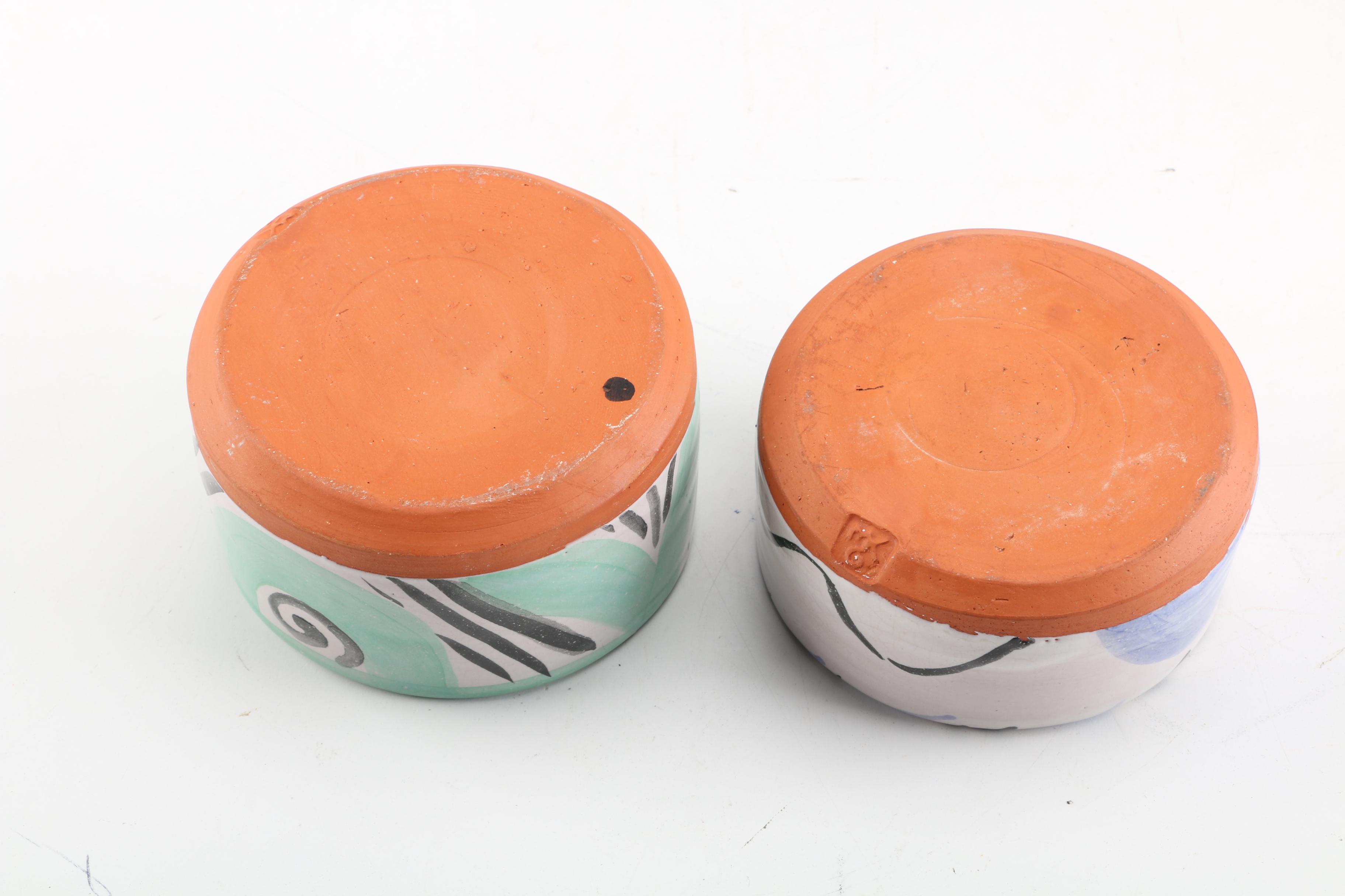 Signed Mary George Kronstadt Wheel Thrown Earthenware Mugs