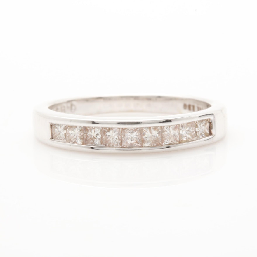 14K White Gold Diamond Channel Band