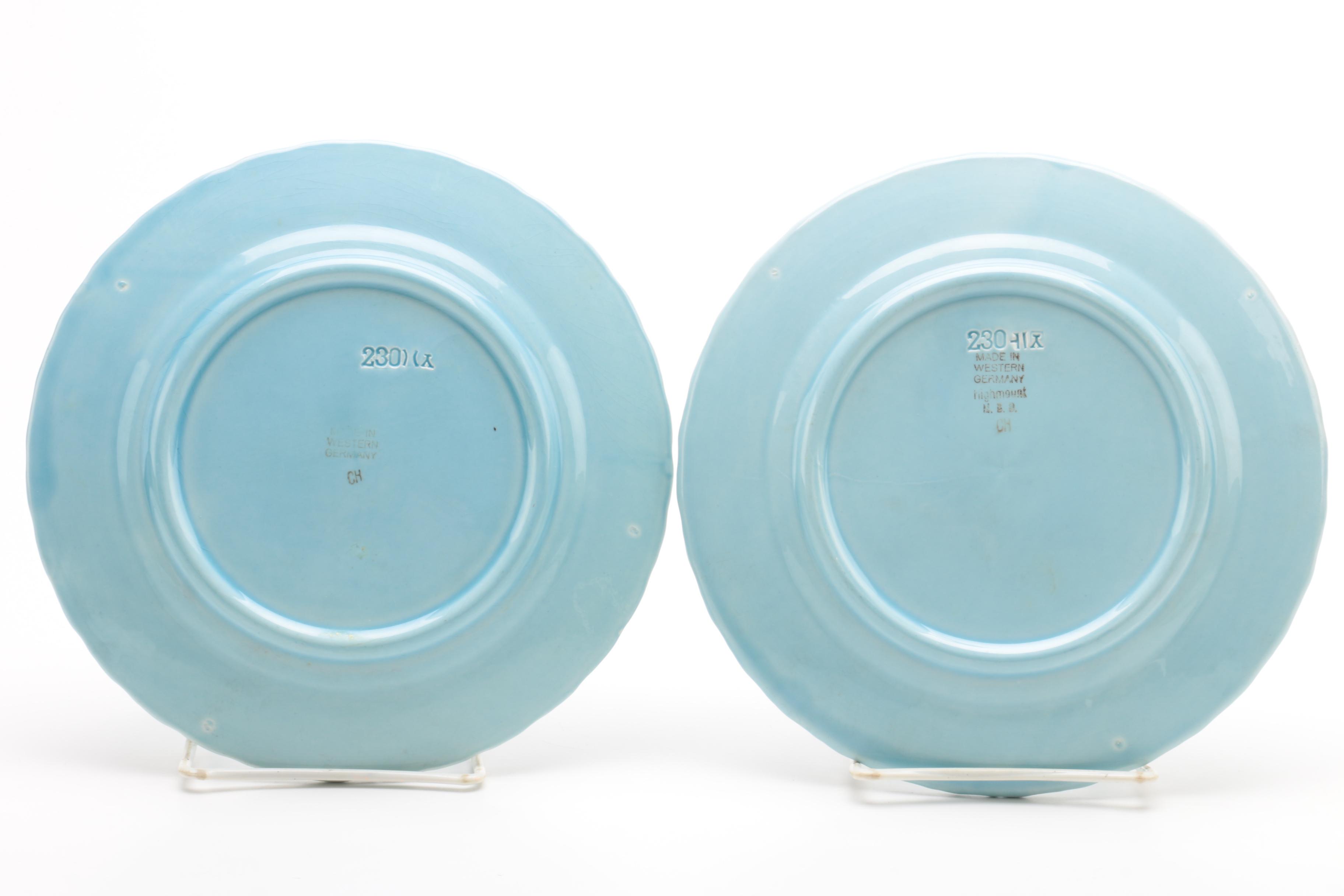 Antique Majolica and Vintage Highmount Hand-Painted Plates