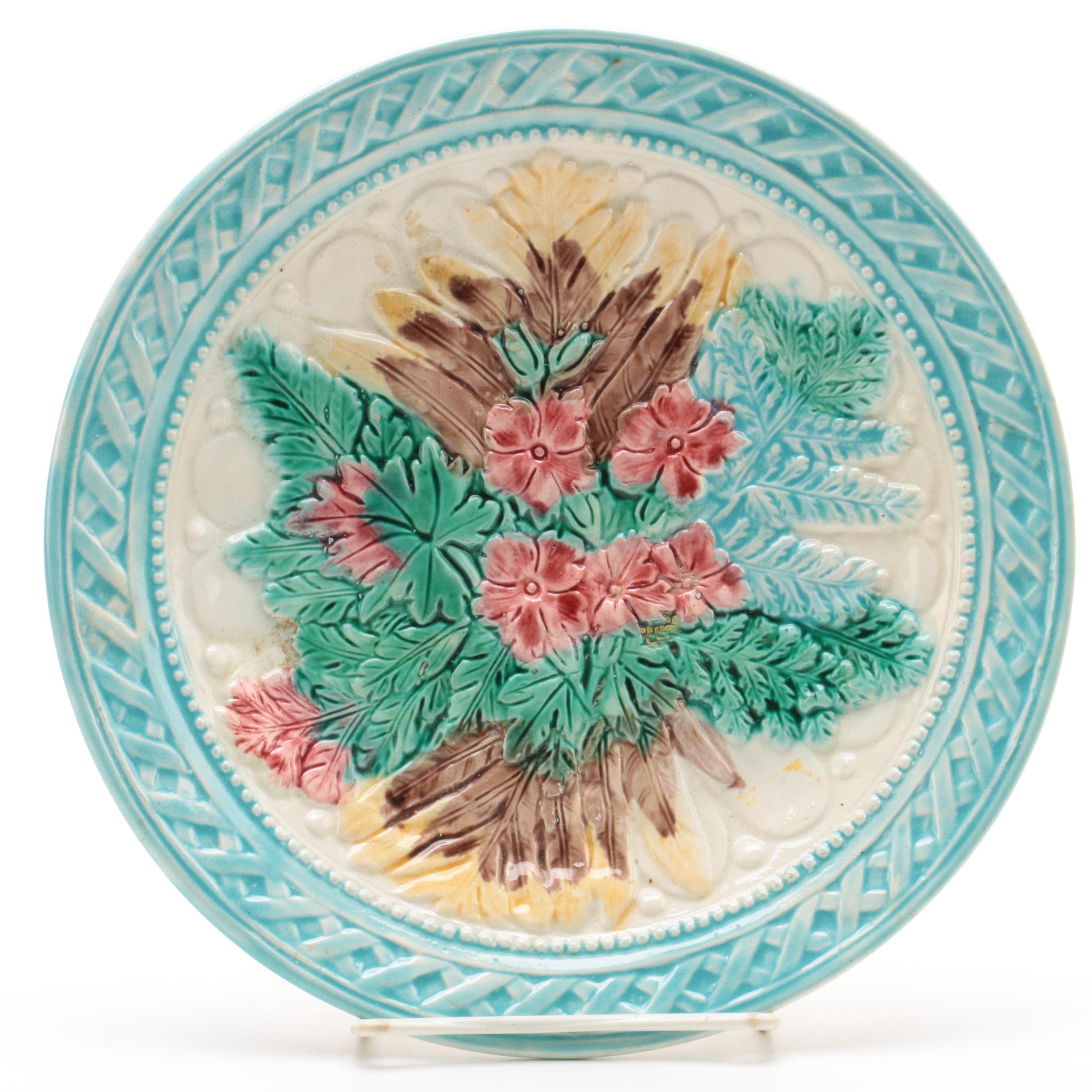 Antique Majolica and Vintage Highmount Hand-Painted Plates