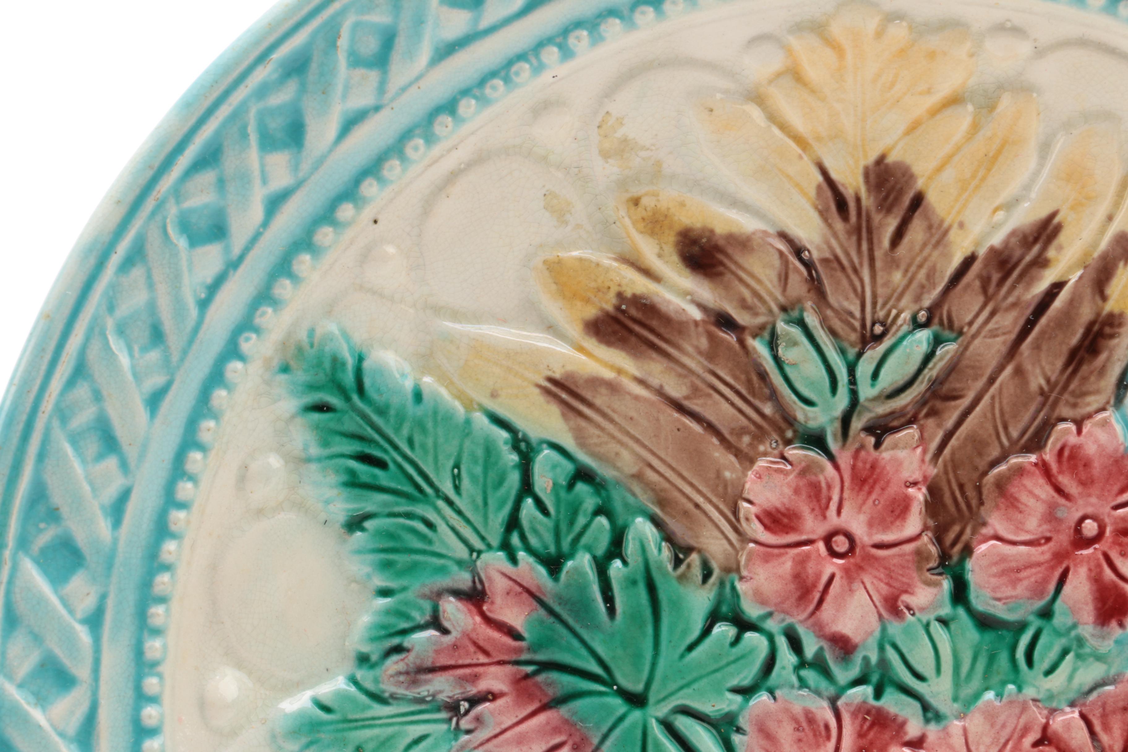 Antique Majolica and Vintage Highmount Hand-Painted Plates