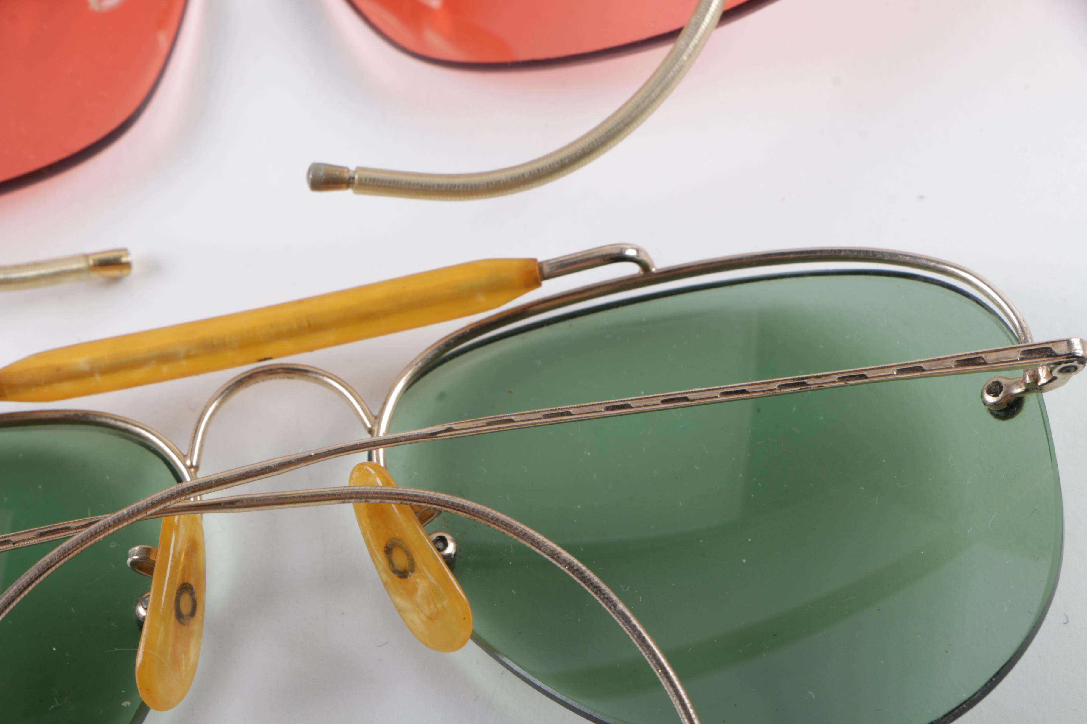 Vintage Shuron Gold Filled Aviator Sunglasses and Tasco Shooting Eyeglasses