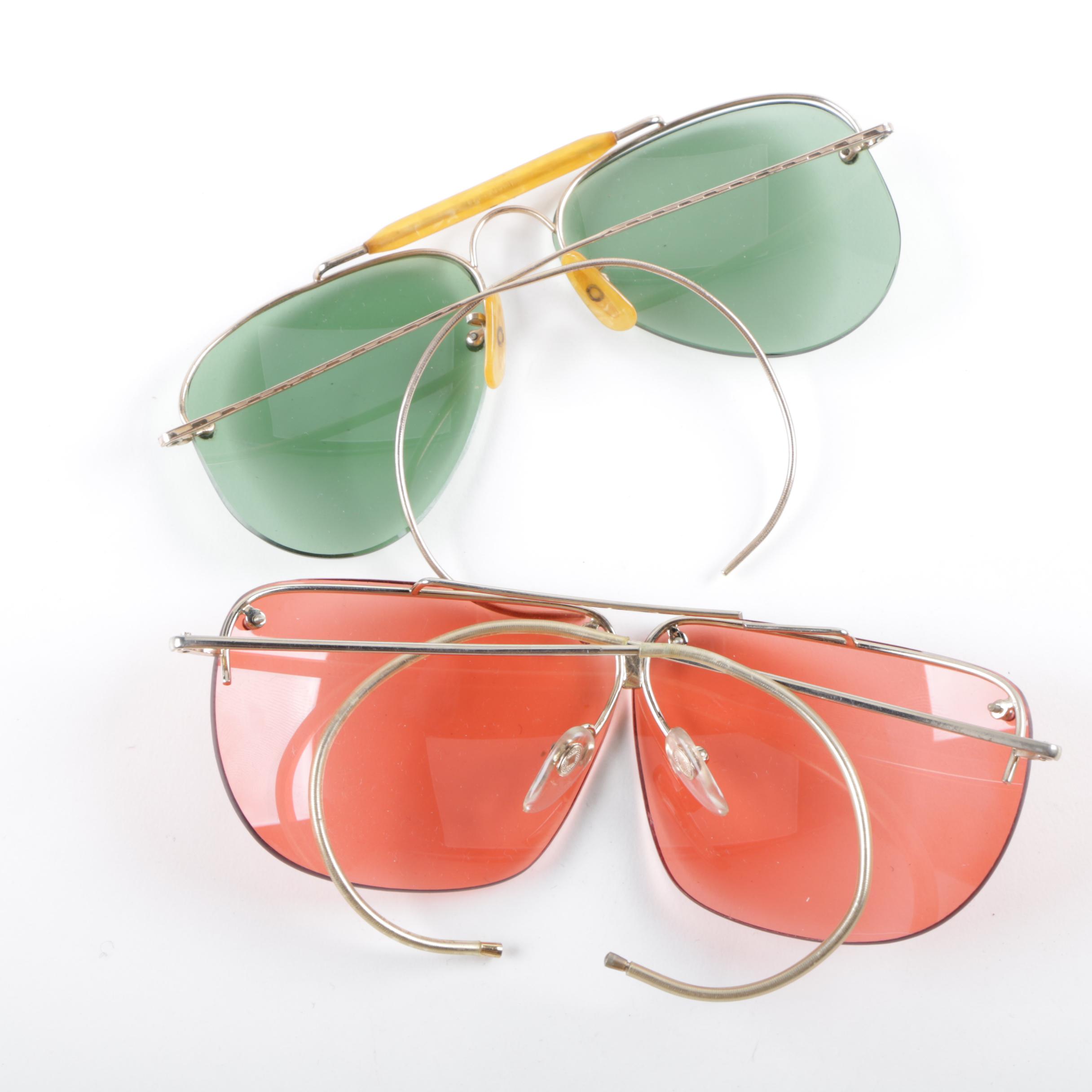 Vintage Shuron Gold Filled Aviator Sunglasses and Tasco Shooting Eyeglasses