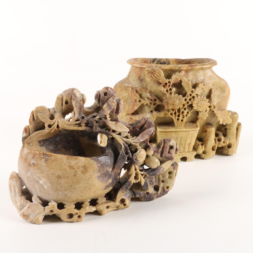 Chinese Carved Soapstone Inkwells