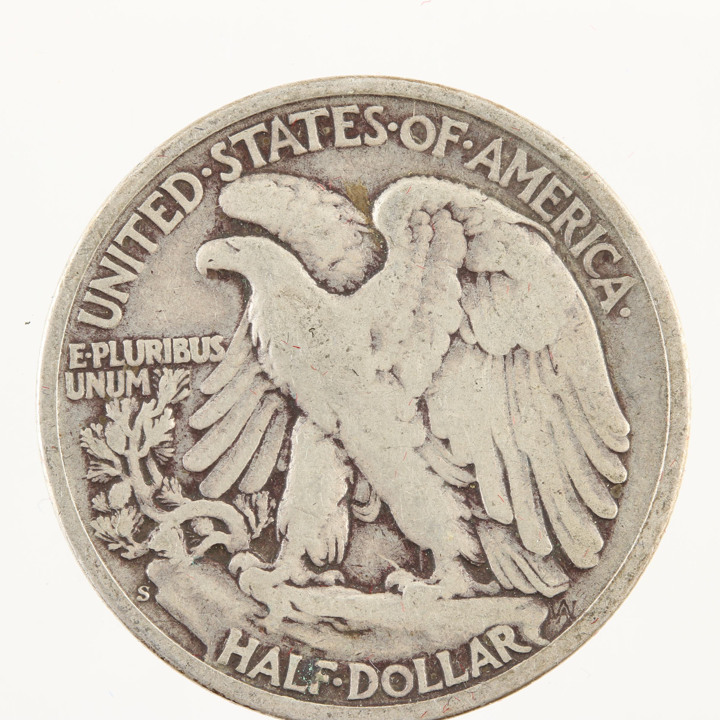 Wooden Display Chest of Twenty-Six Vintage U.S. Silver Half Dollars