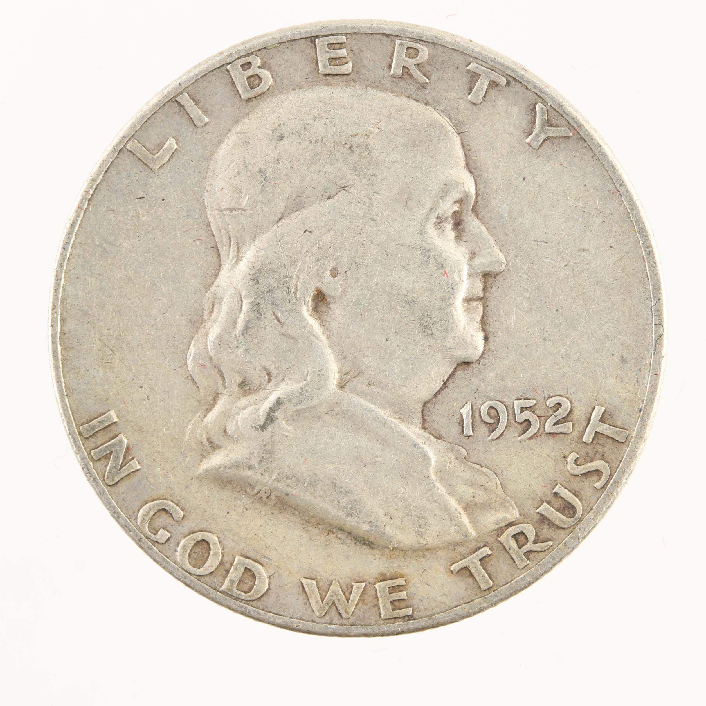 Wooden Display Chest of Twenty-Six Vintage U.S. Silver Half Dollars
