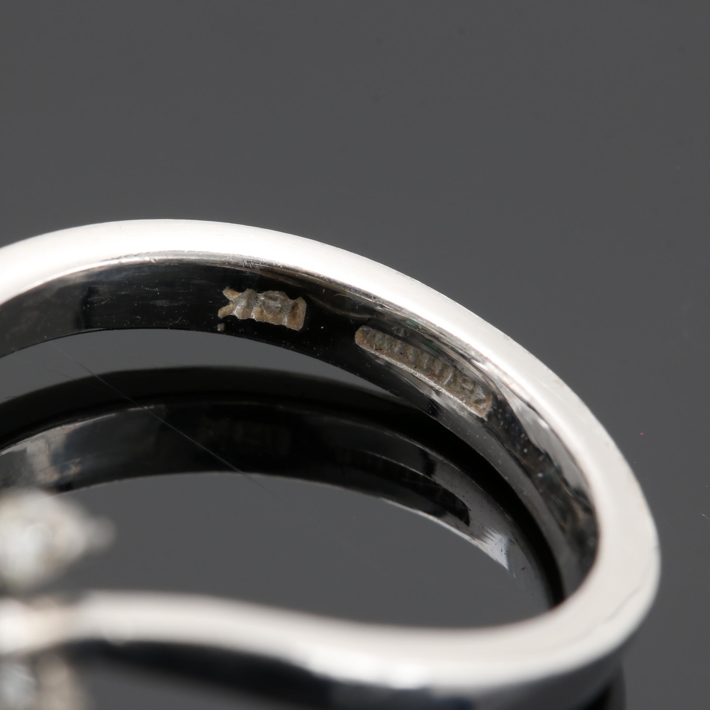 14K White Gold Synthetic Emerald and Diamond Ring