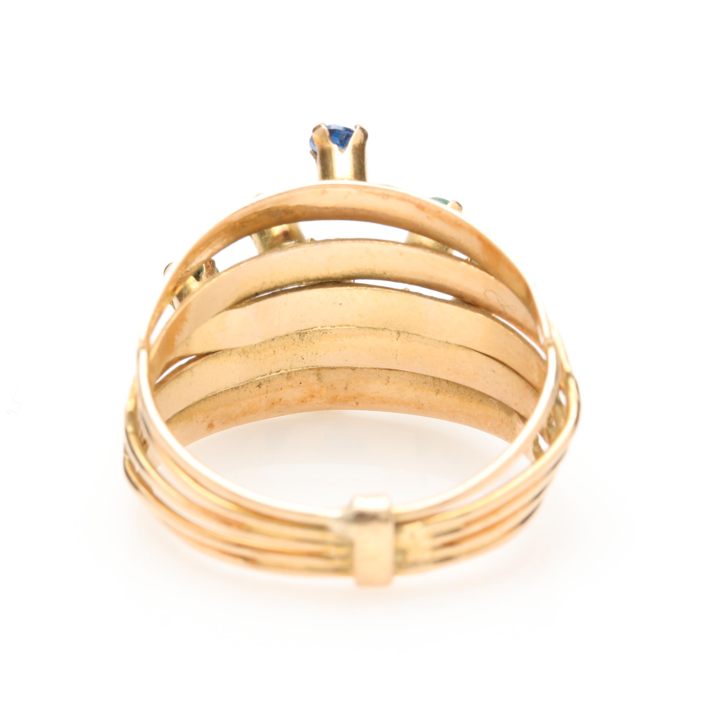 18K Yellow Gold Gemstone Harem Ring