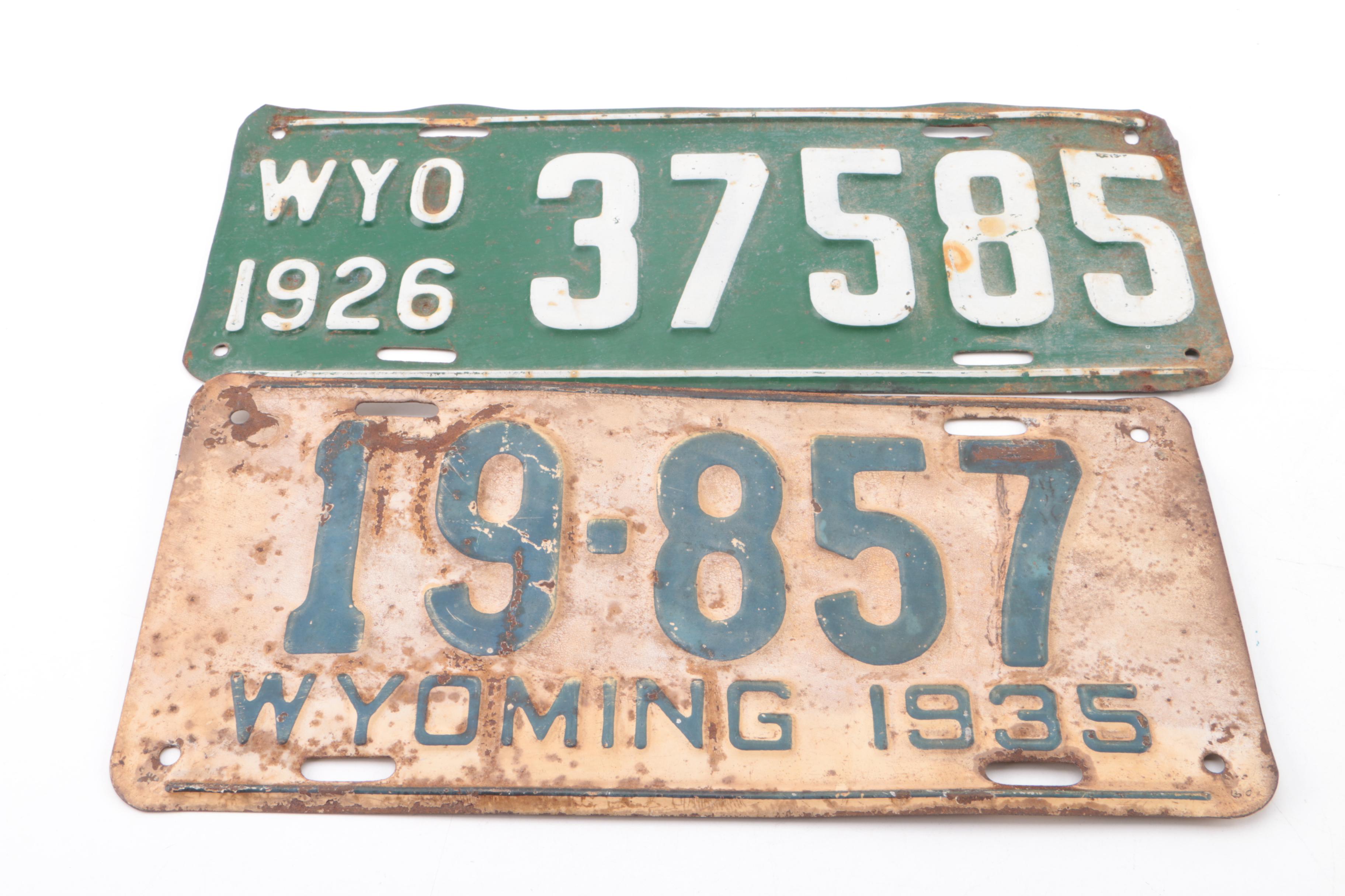 Vintage Wyoming Vehicle License Plates