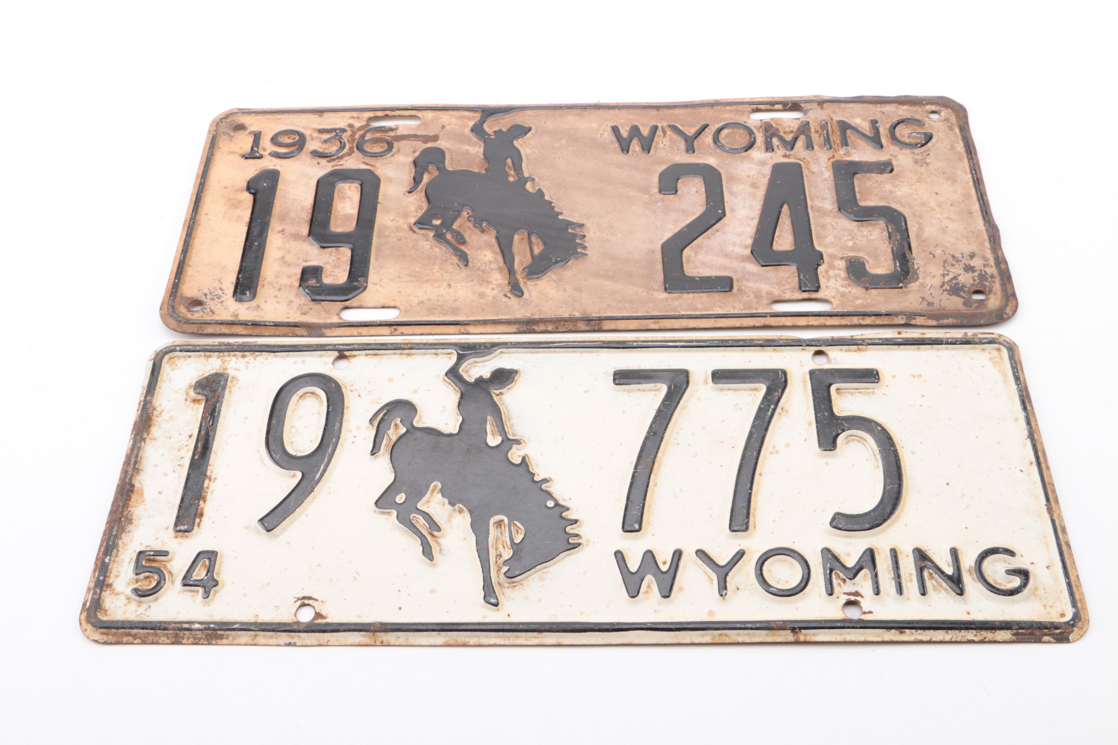 Vintage Wyoming Vehicle License Plates