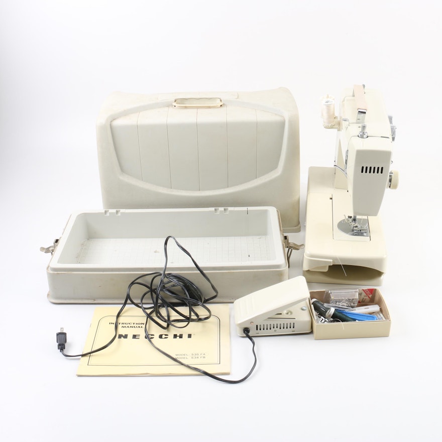 Necchi Model 535FA Sewing Machine with Case and Accessories