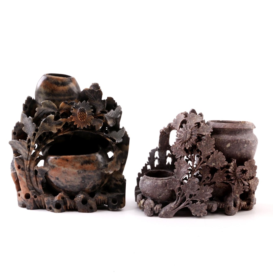 Chinese Carved Soapstone Inkwells