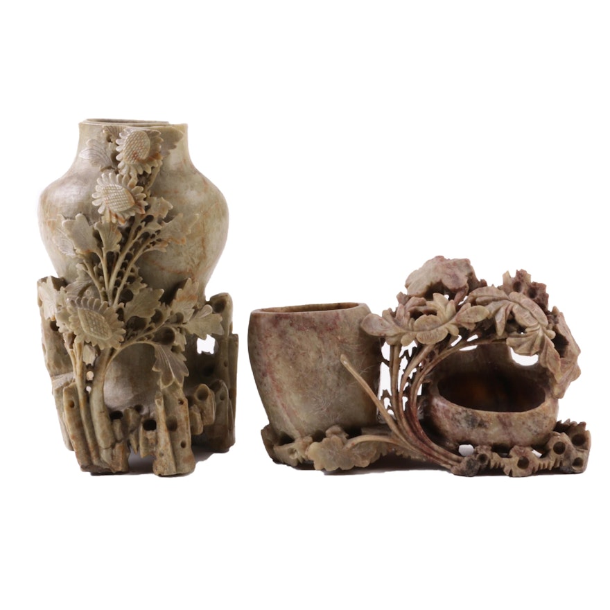 Chinese Carved Soapstone Inkwells