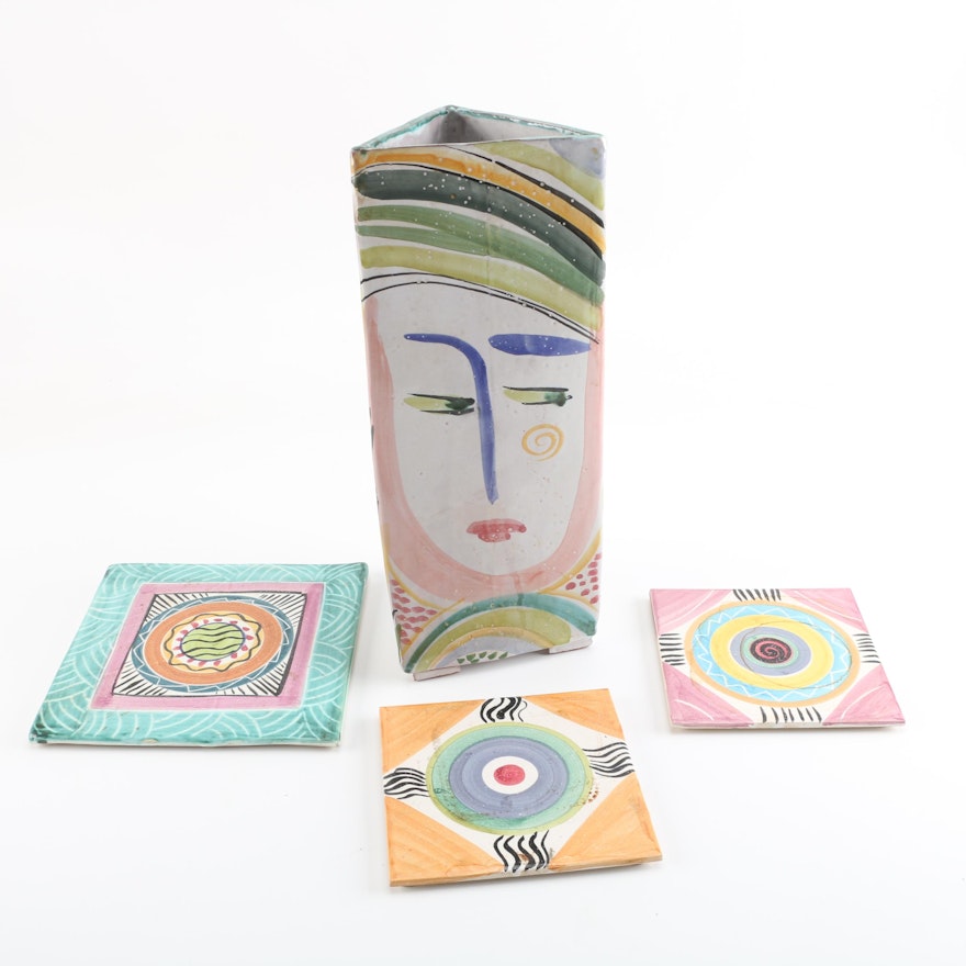 Mary George Kronstadt Earthenware Vase and H&R Johnson Tiles