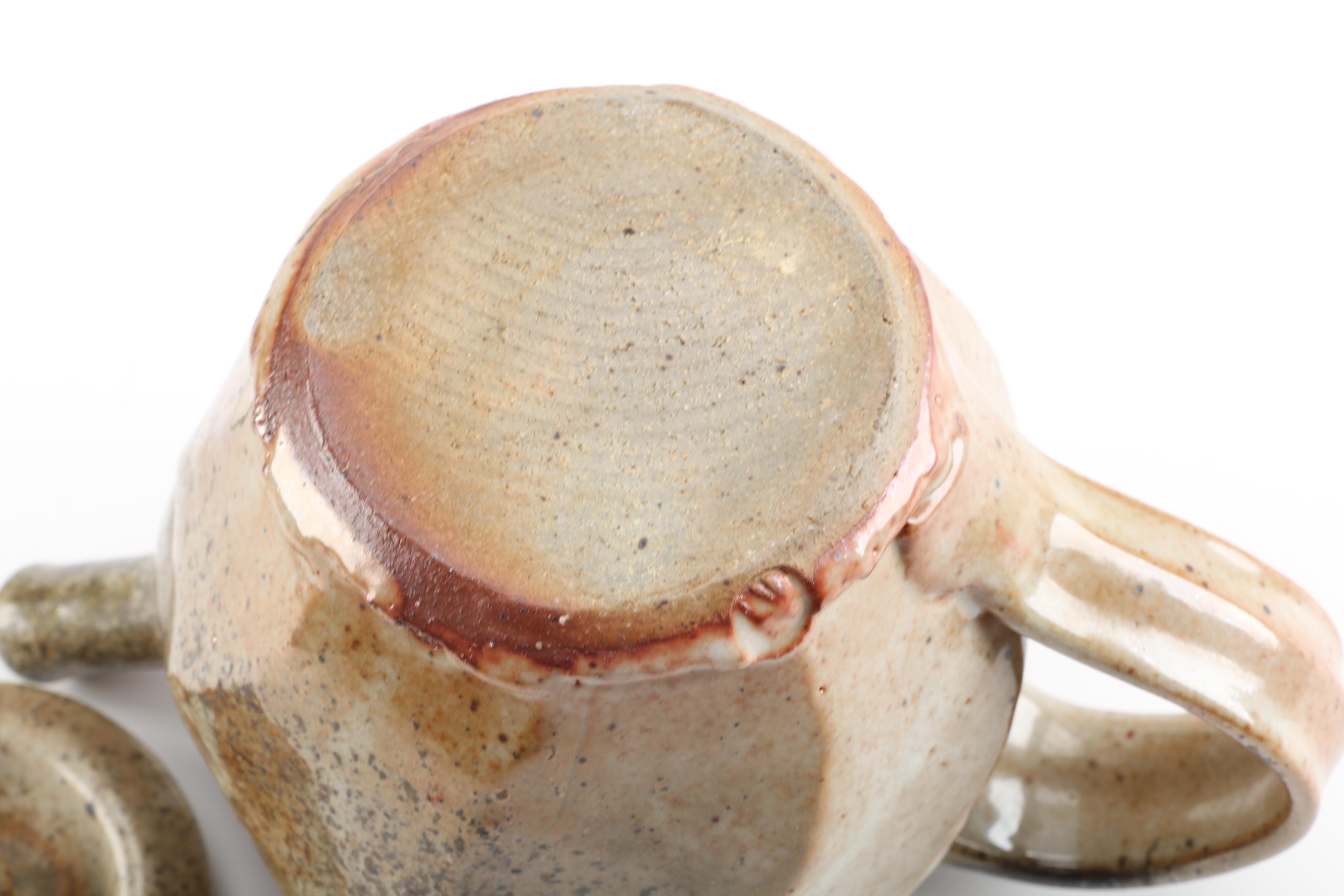 Signed Mary George Kronstadt Thrown Stoneware Bowl with Teapot