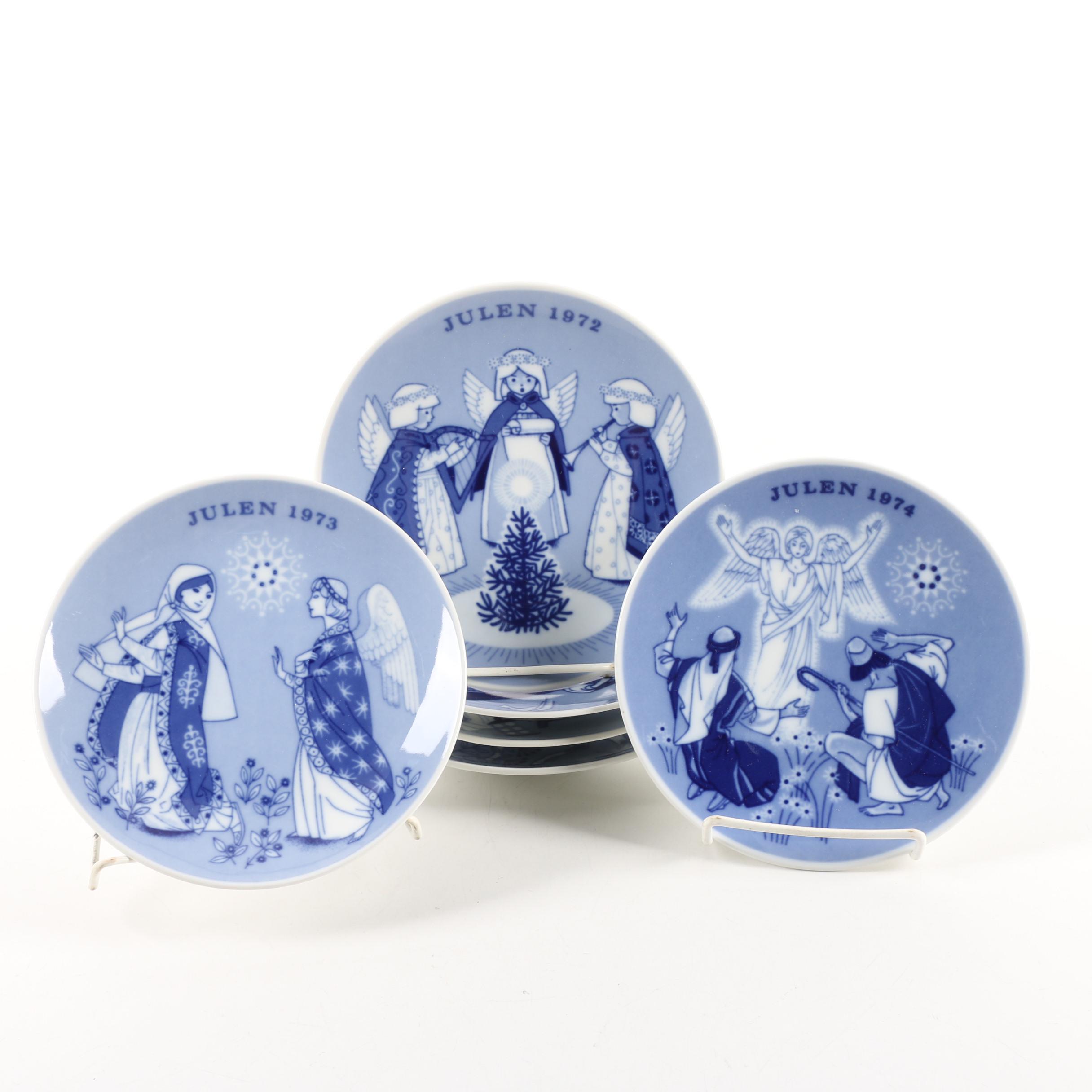 1970s Norwegian Porsgrund Porcelain Christmas Collector Plates