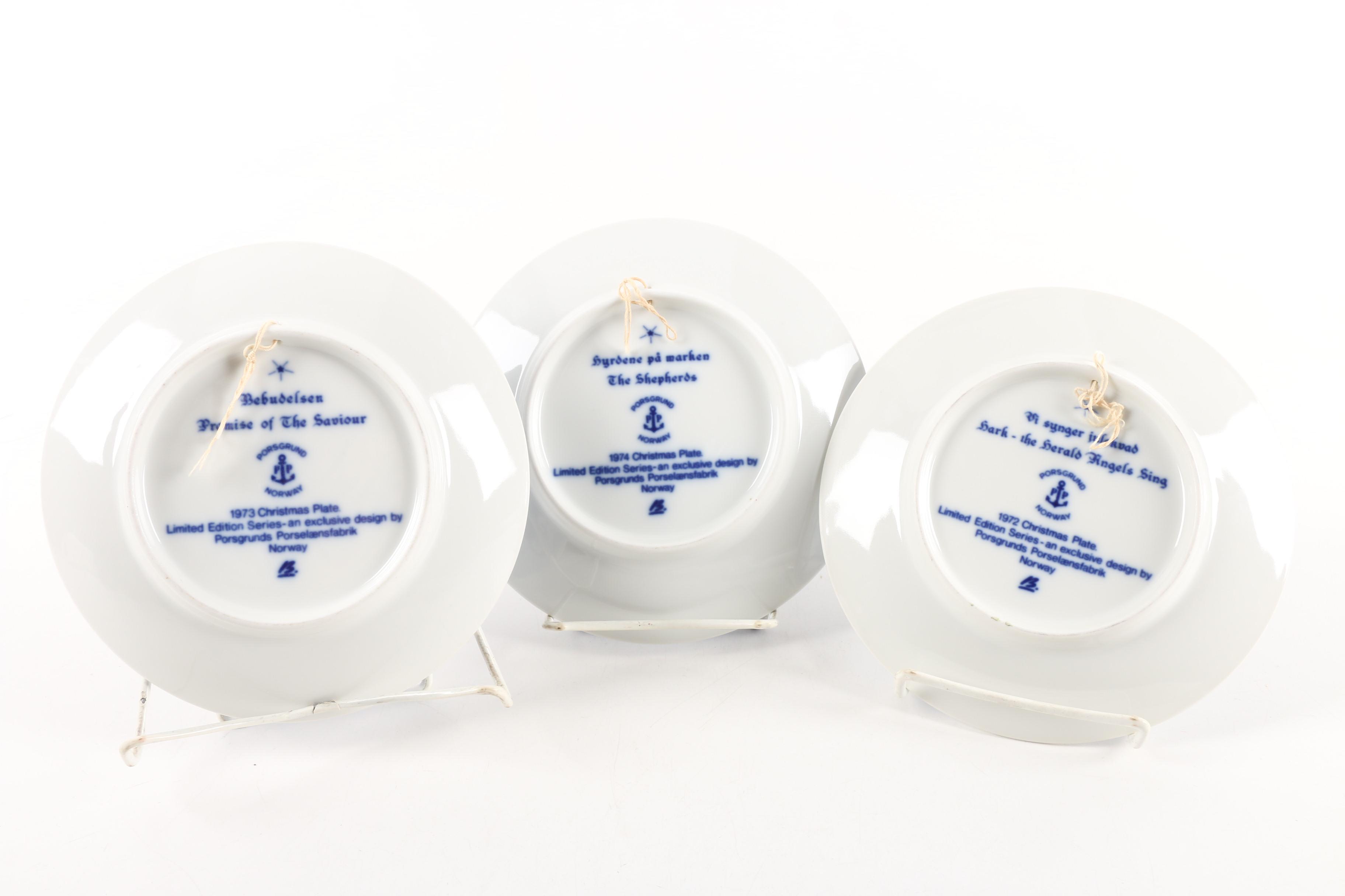 1970s Norwegian Porsgrund Porcelain Christmas Collector Plates