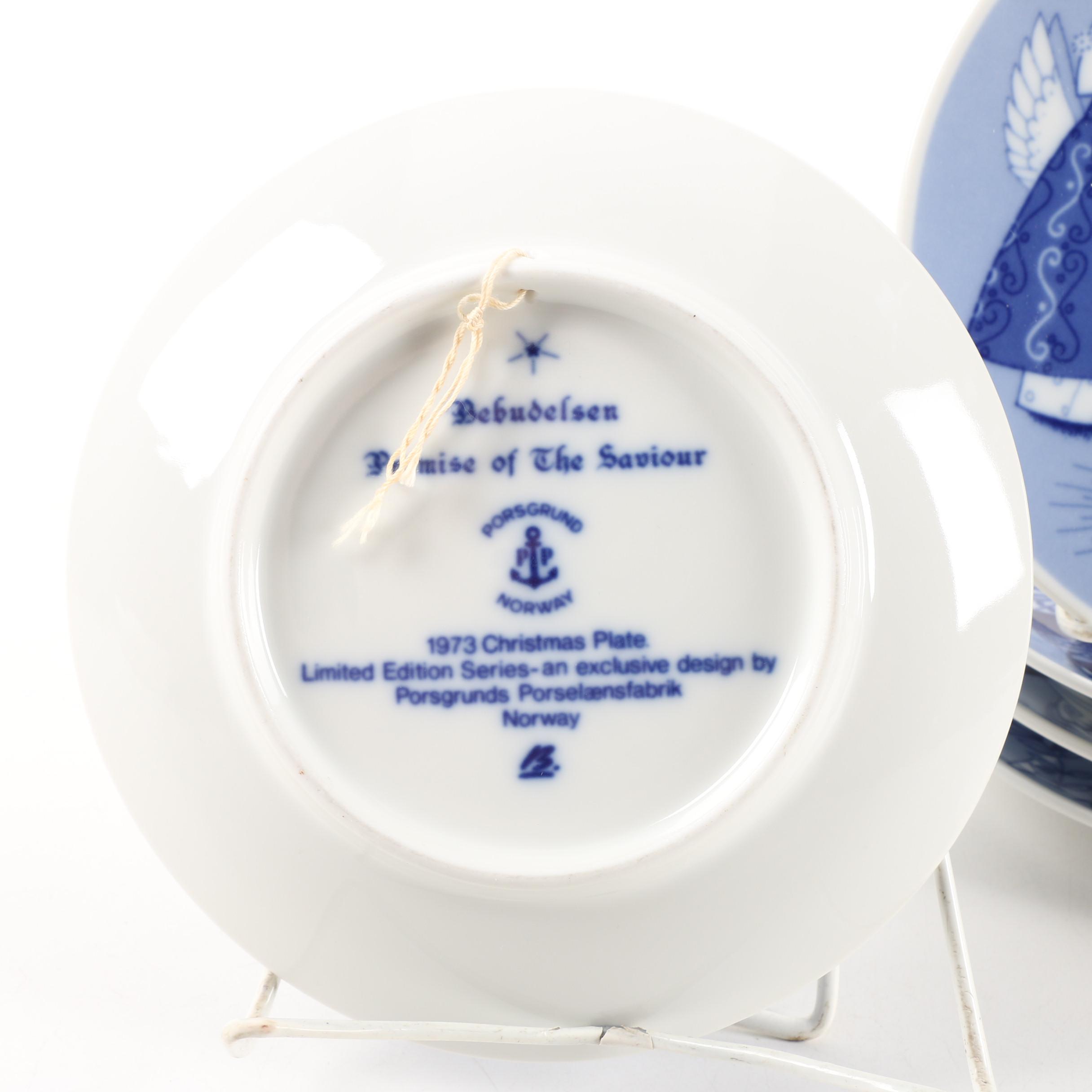 1970s Norwegian Porsgrund Porcelain Christmas Collector Plates