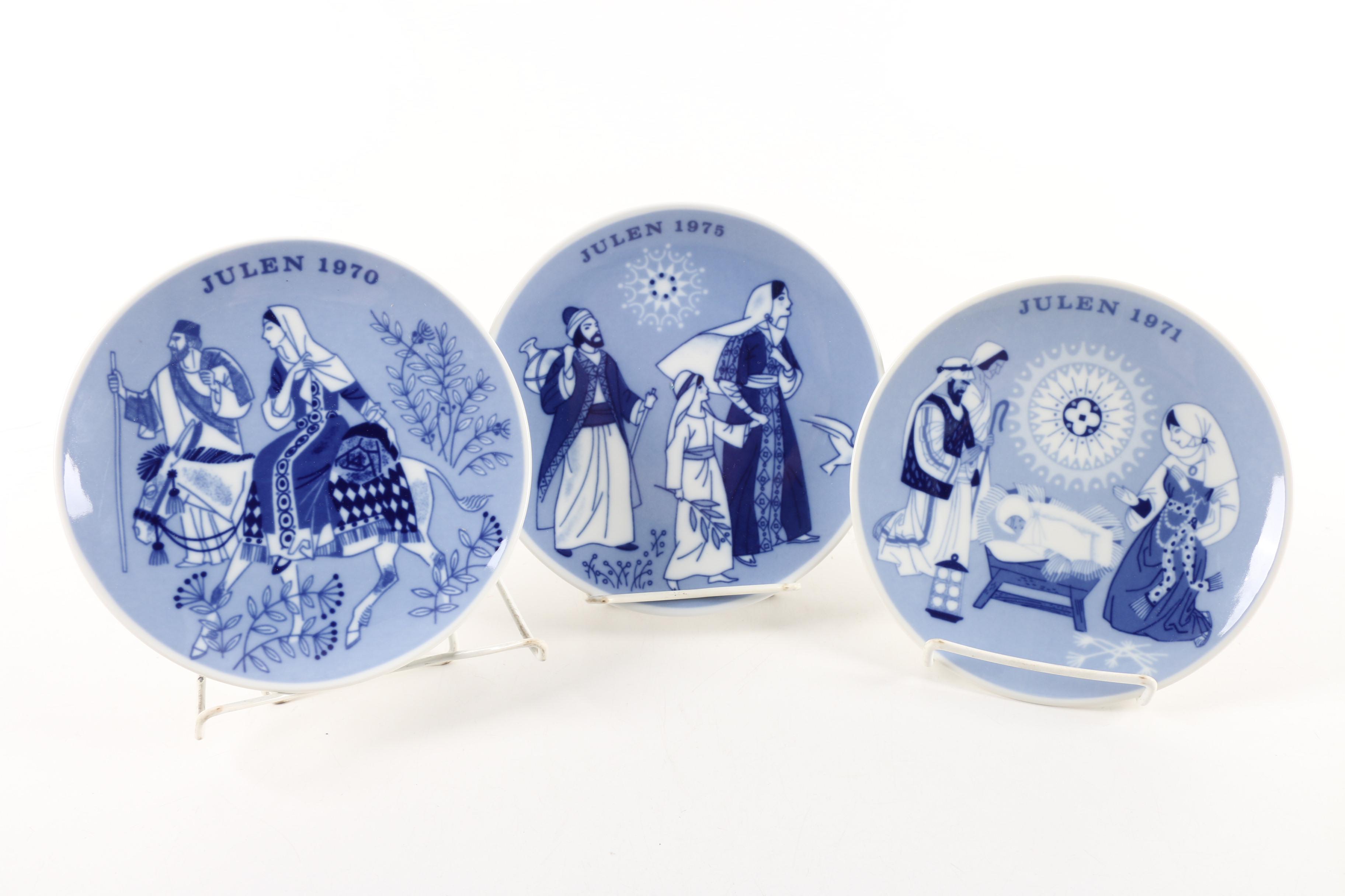 1970s Norwegian Porsgrund Porcelain Christmas Collector Plates