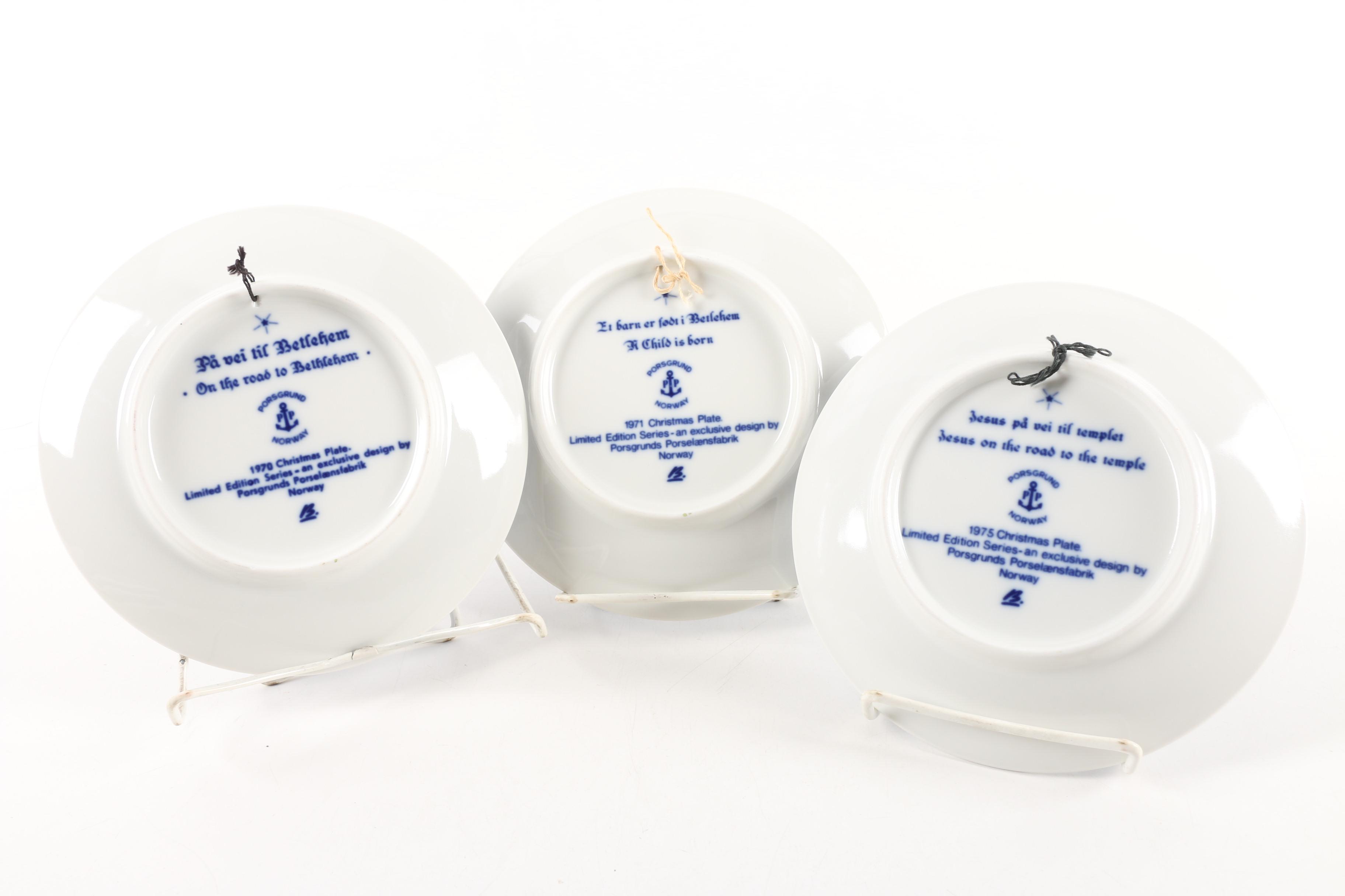 1970s Norwegian Porsgrund Porcelain Christmas Collector Plates