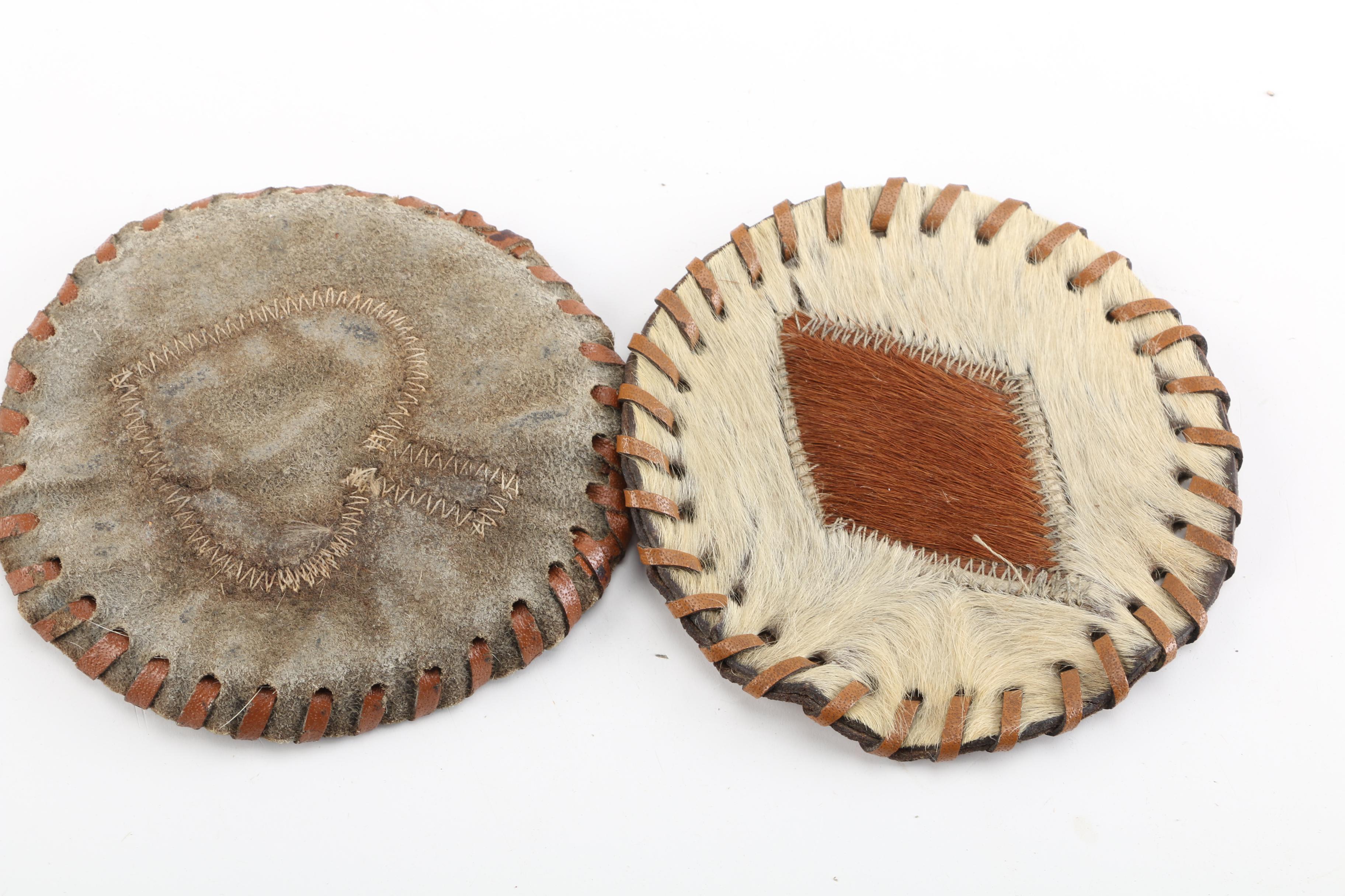 Round Playing Card Suit Motif Cowhide Coasters