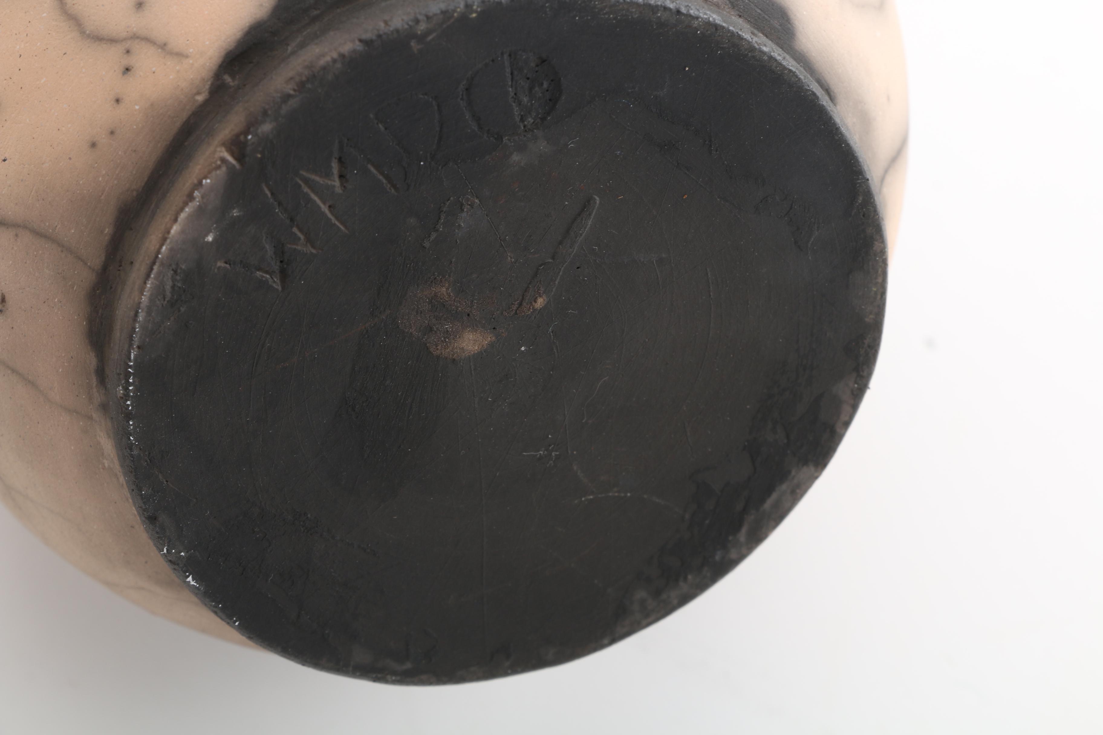 Hand Thrown White Crackle Raku Vase