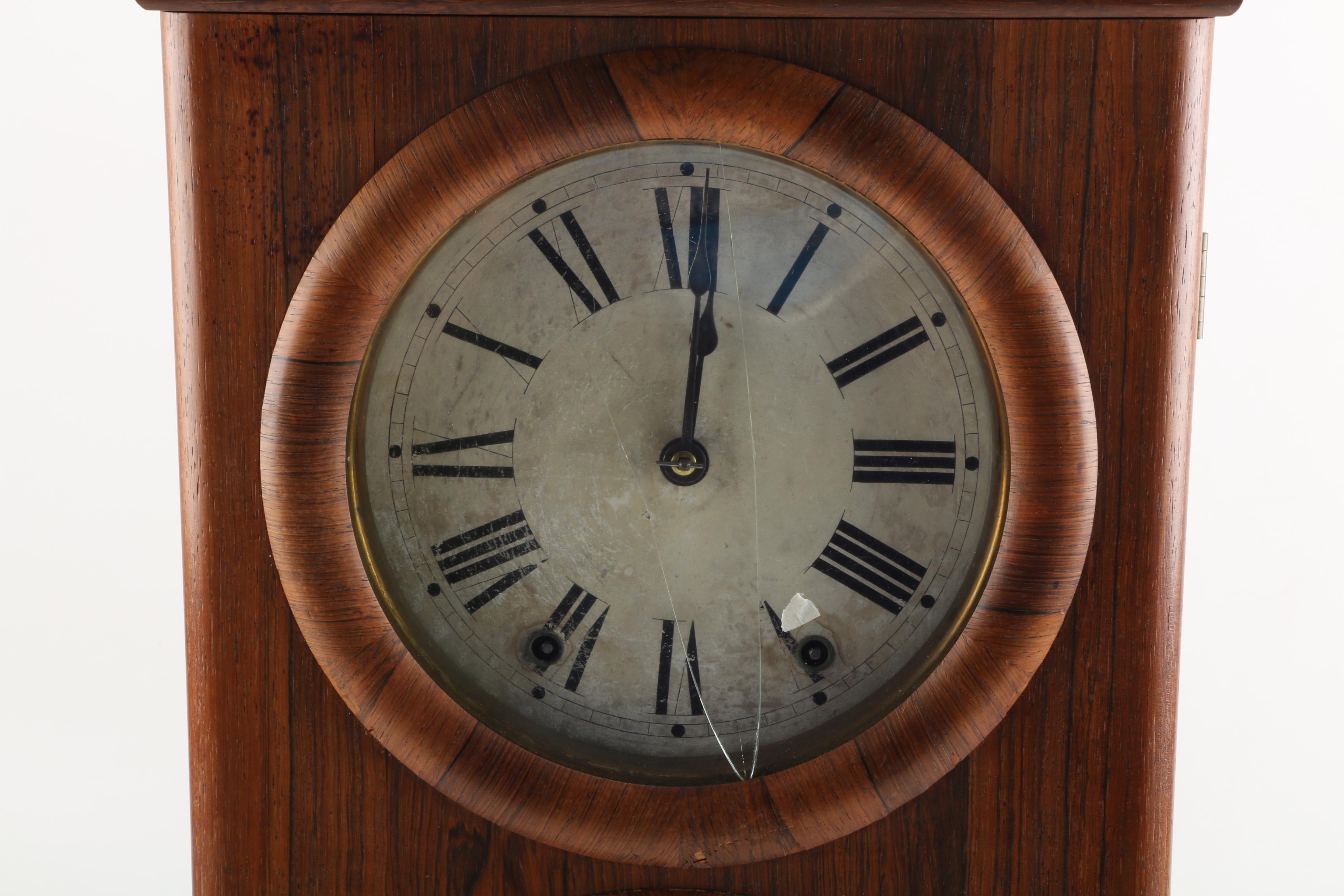 19th Century Seth Thomas Rosewood and Walnut Wall Clock and Calendar