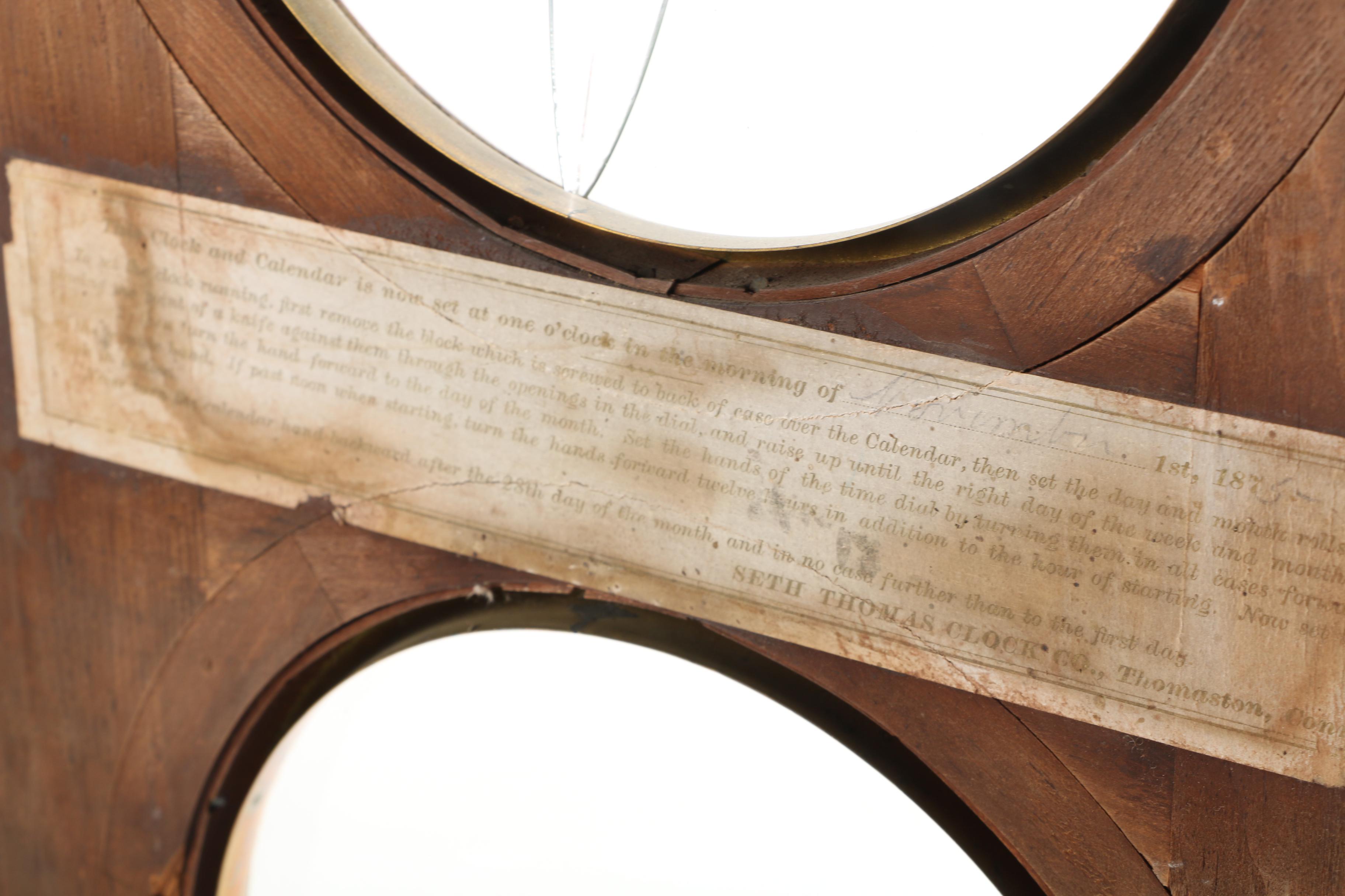 19th Century Seth Thomas Rosewood and Walnut Wall Clock and Calendar