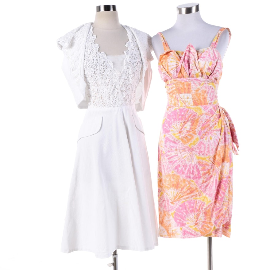 1950s Vintage Cotton and Lace Casual Summer Dresses Including Bernardo