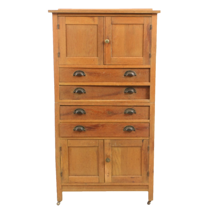 Early 20th Century Oak Double-Cabinet Chest of Drawers