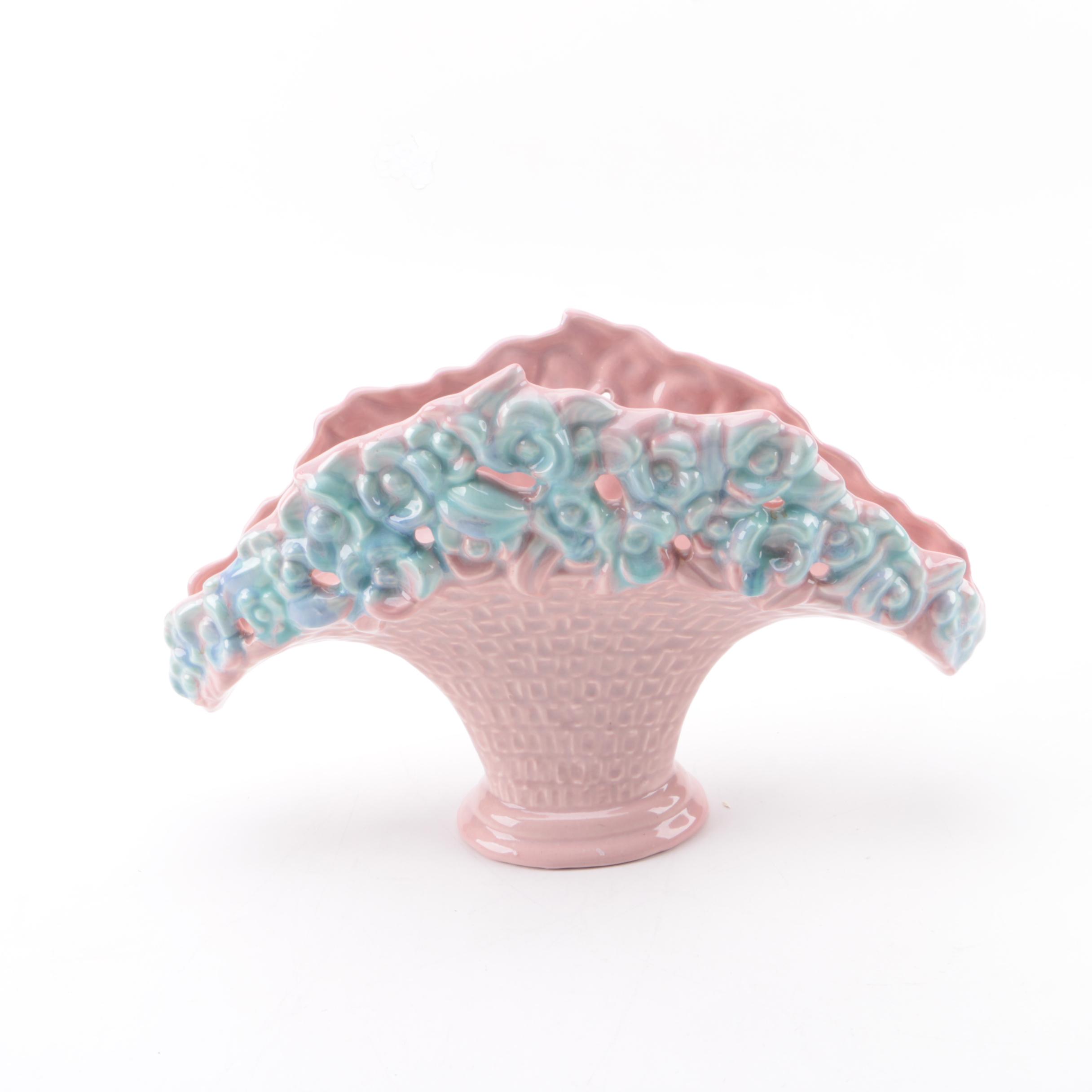 Royal Haeger Pottery Flower Basket Fan Shaped Vase