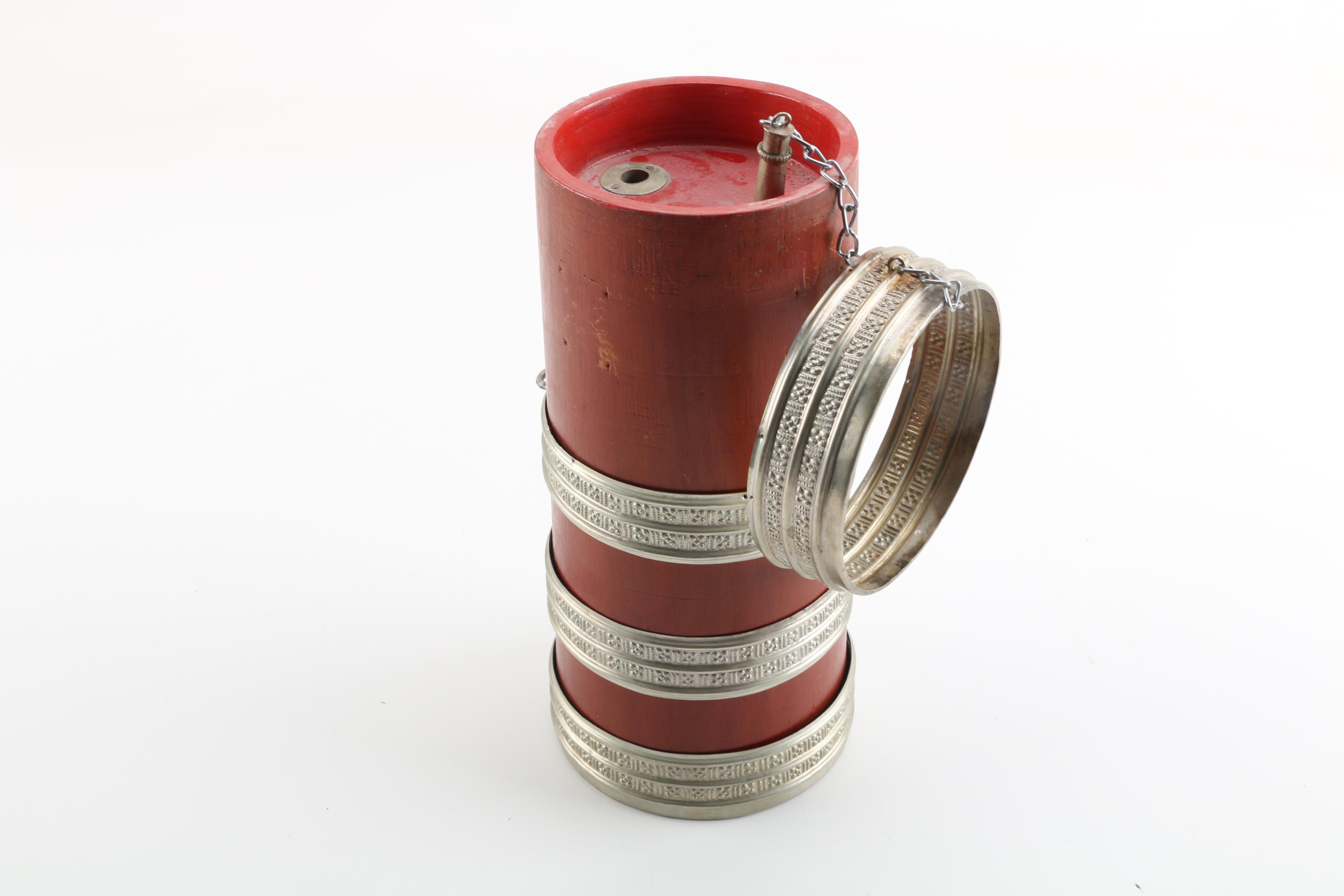 Vintage Decorative Wood and Metal Bottle