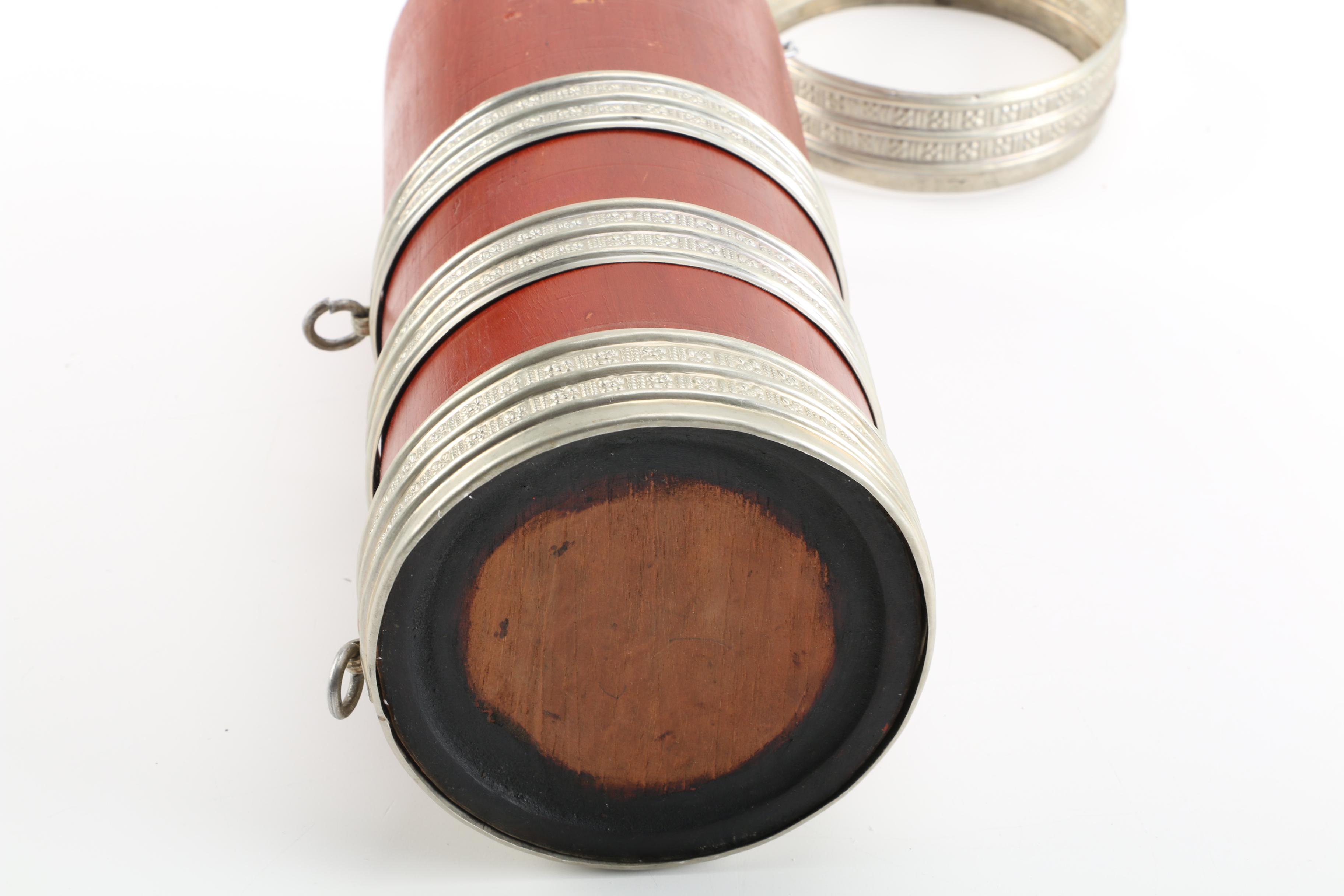 Vintage Decorative Wood and Metal Bottle